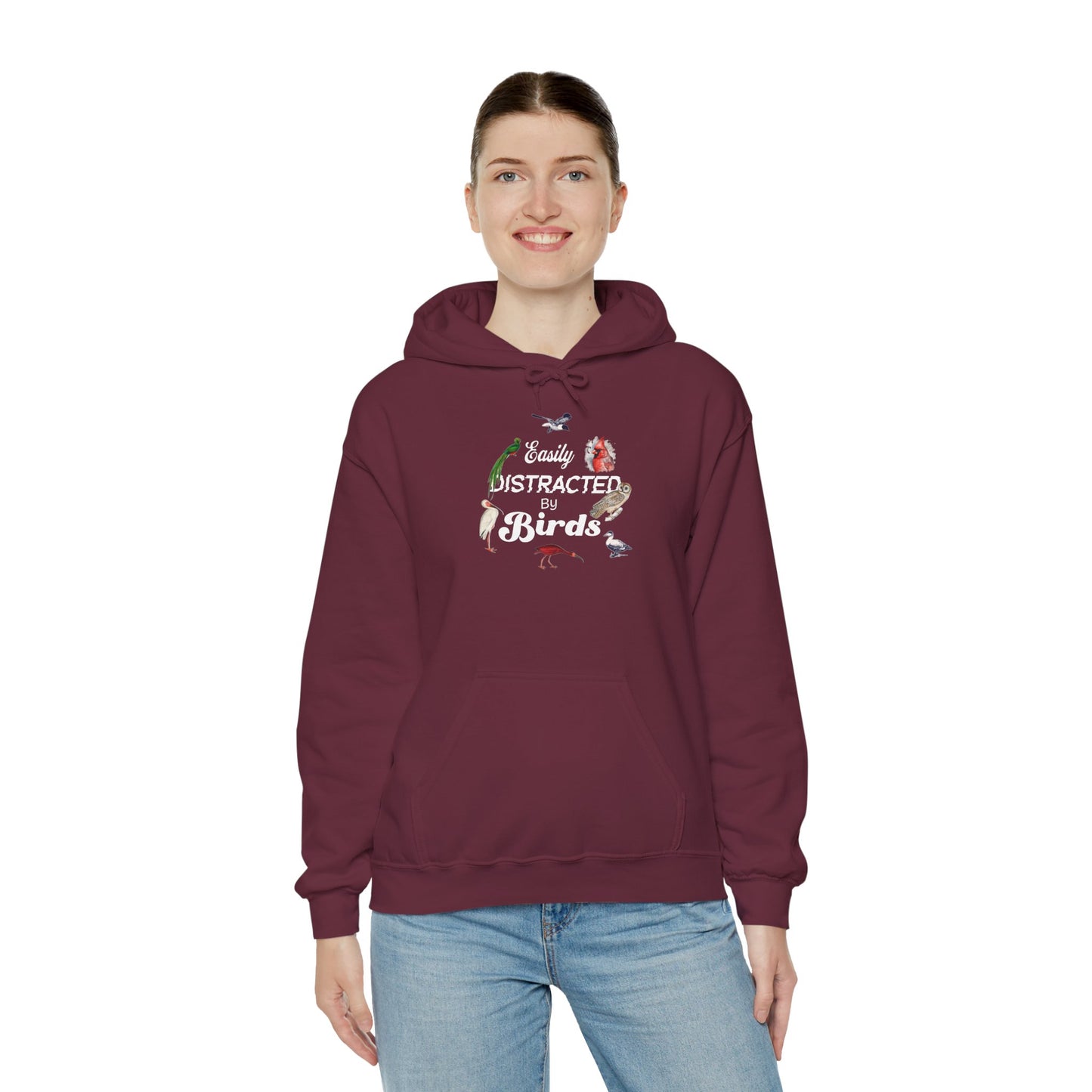 The Nerdy Birder - Easily Distracted by Birds Unisex Hoodie - Cozy Sweatshirt for Nature Lovers