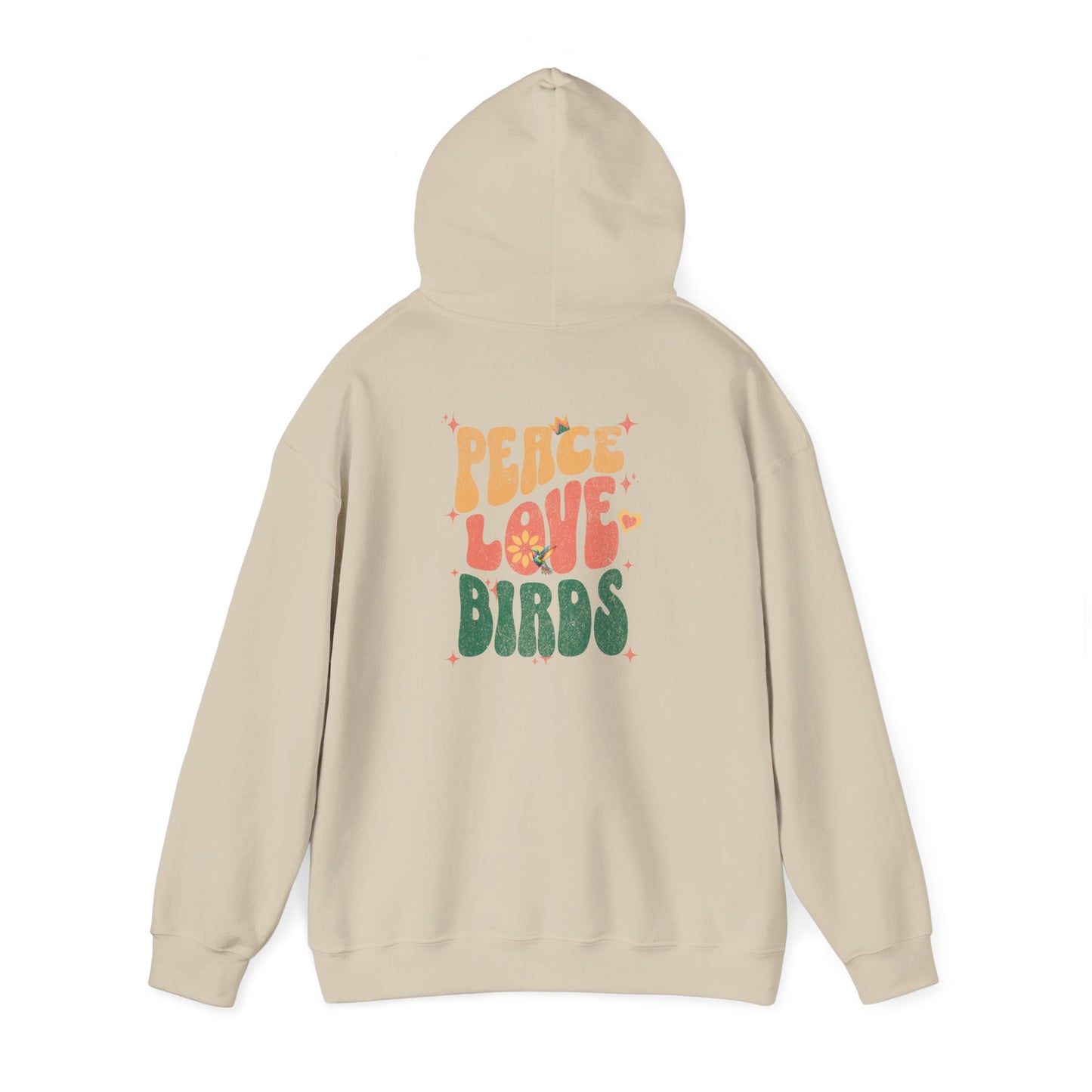 Peace Love Birds Unisex Hoodie Back Design - Cozy Sweatshirt for Nature Lovers