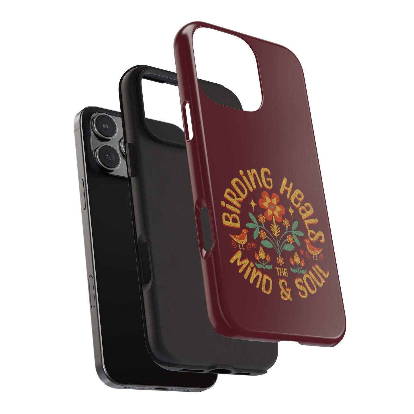 The Nerdy Birder - Birding Heals the Mind & Soul Design, Tough Secure Phone Covers for Bird Lovers, Artistic Gifts for Nature Enthusiasts