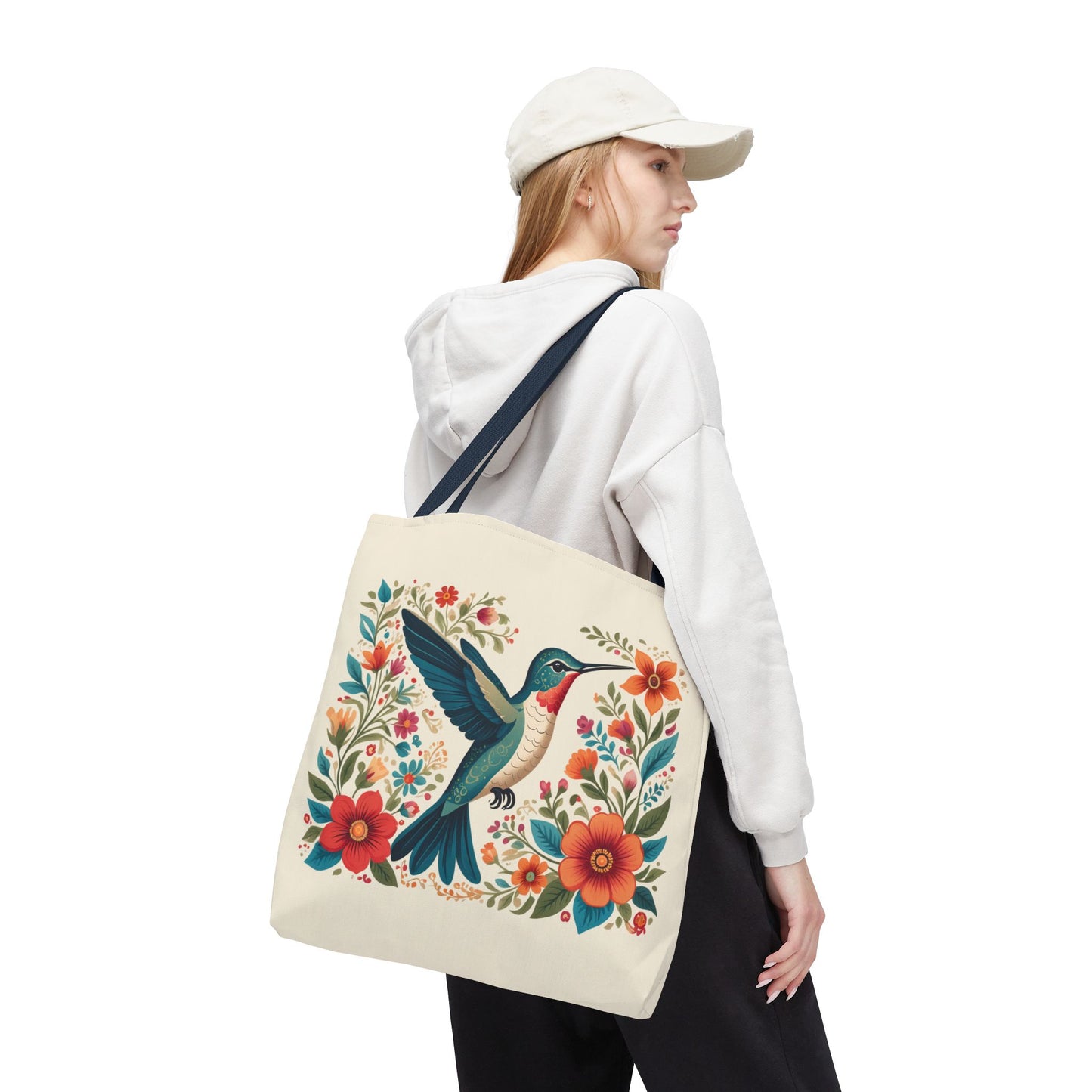 Hummingbird In Bloom Tote Bag - Natural color