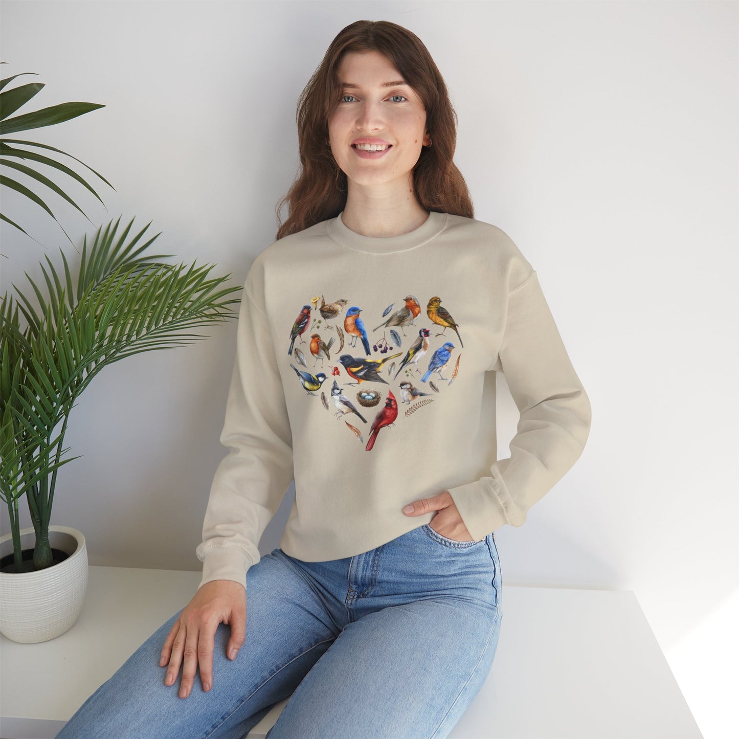 Bird Heart Graphic Unisex Crewneck Sweatshirt