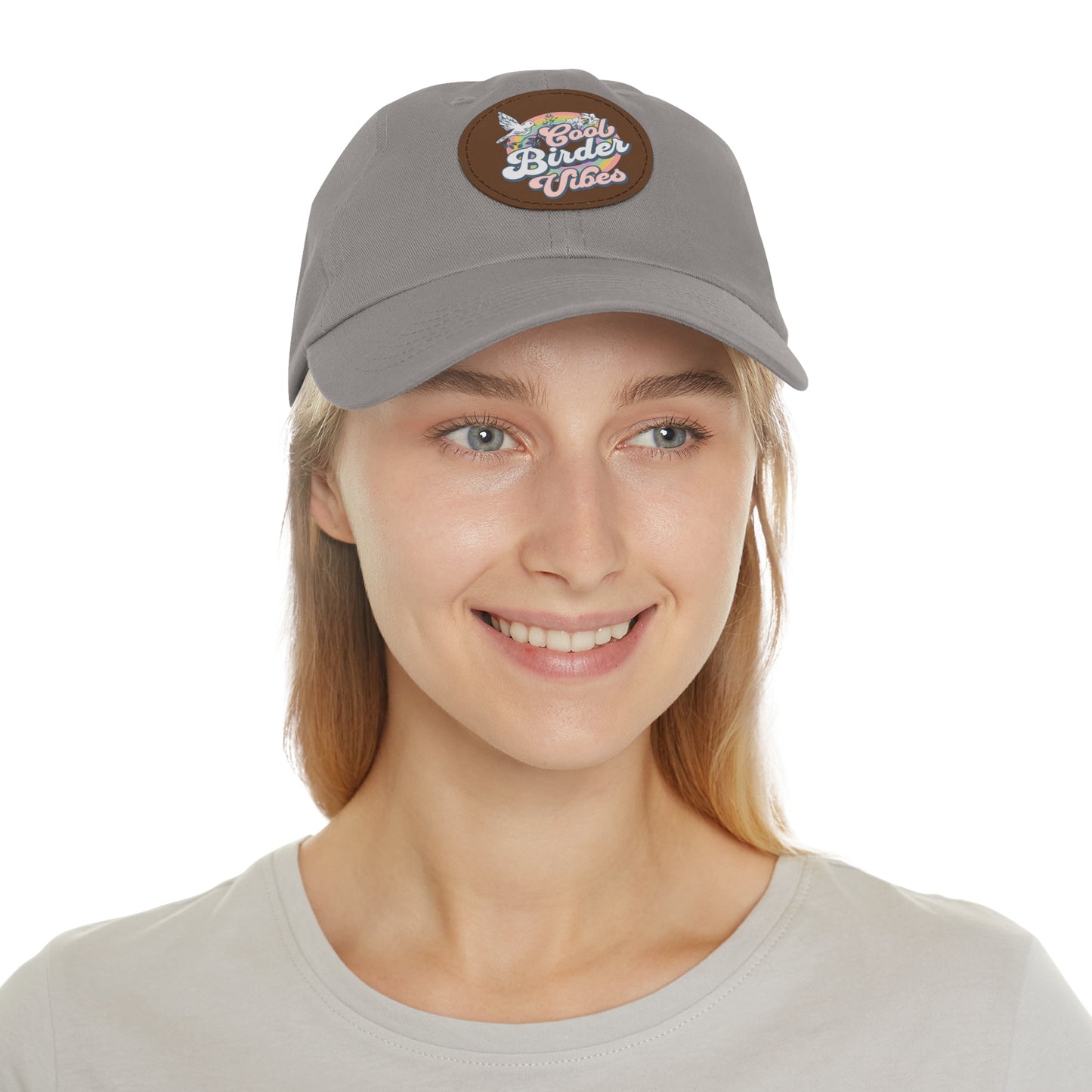 The Nerdy Birder - "Cool Birder Vibes" Dad Hat, Leather Patch Cap, Perfect Gift for Dads, Nature Lovers, Casual Style Cap, Summer Accessories