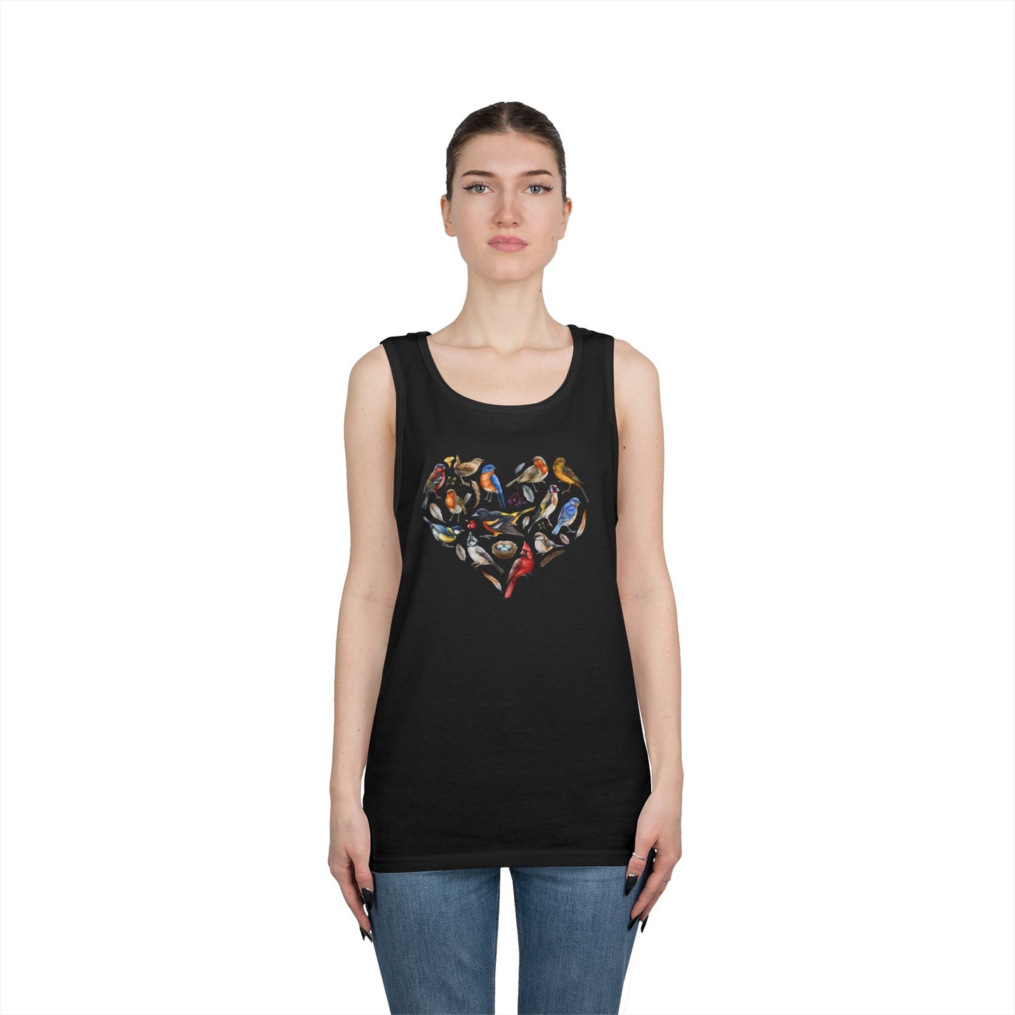 I'm A Nerdy Birder Bird Heart Tank Top, Gift for Bird Lovers, Unisex Summer Wear, Nature Lover's Apparel, Fun Casual Tank