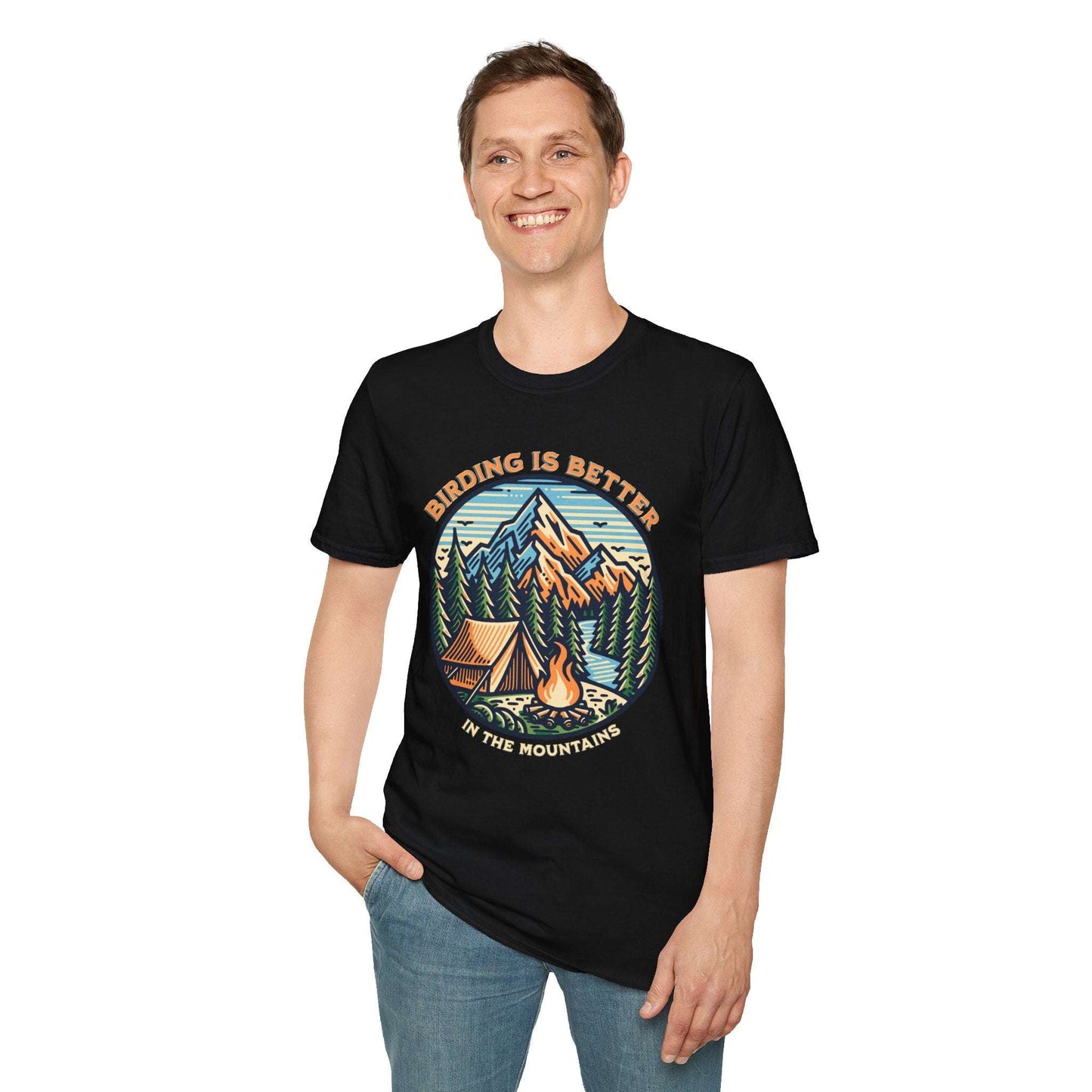 Birding in The Mountains Unisex Softstyle T-Shirt - Nature Lover's Gift