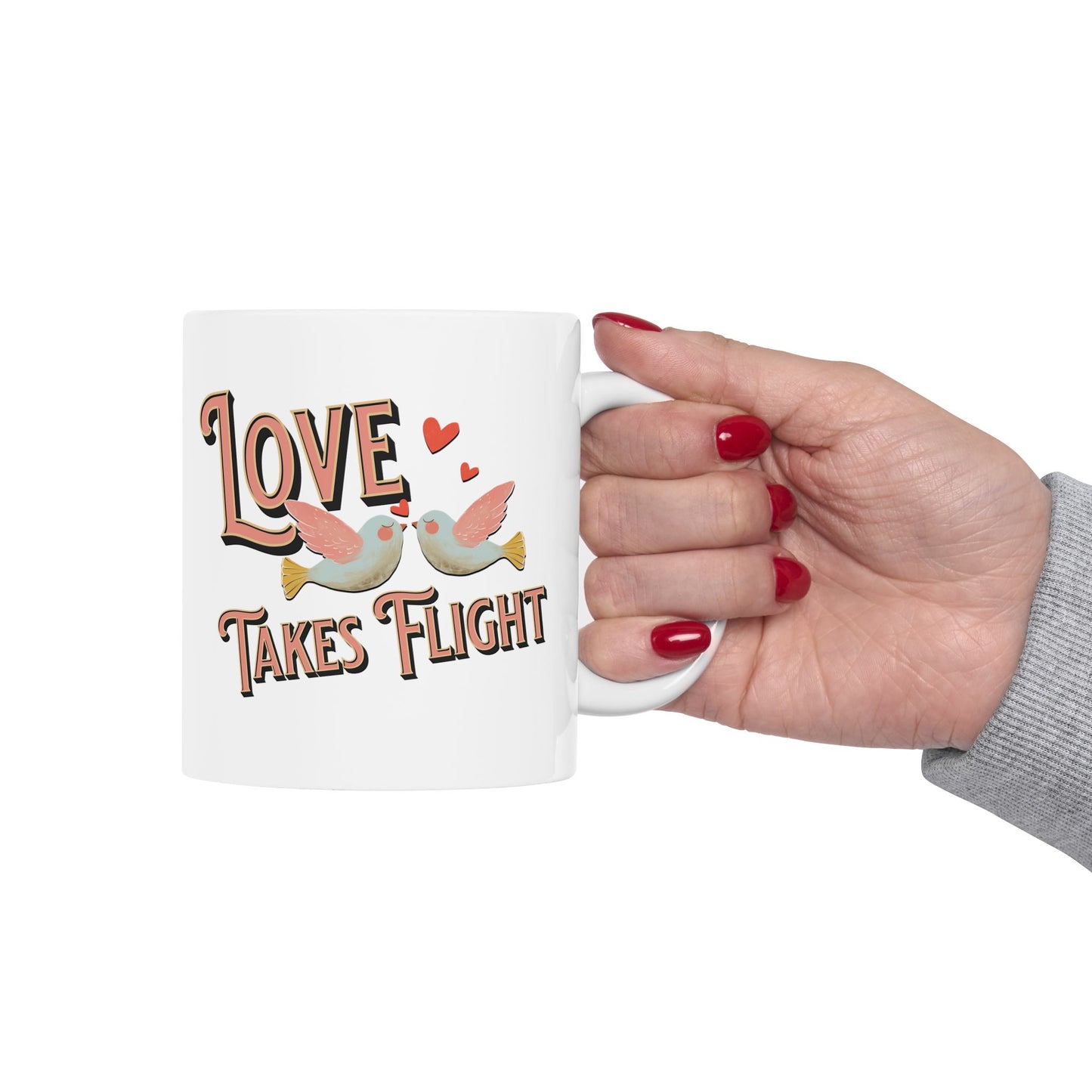 Love Takes Flight Ceramic Mug - Perfect Gift for Valentine's Day