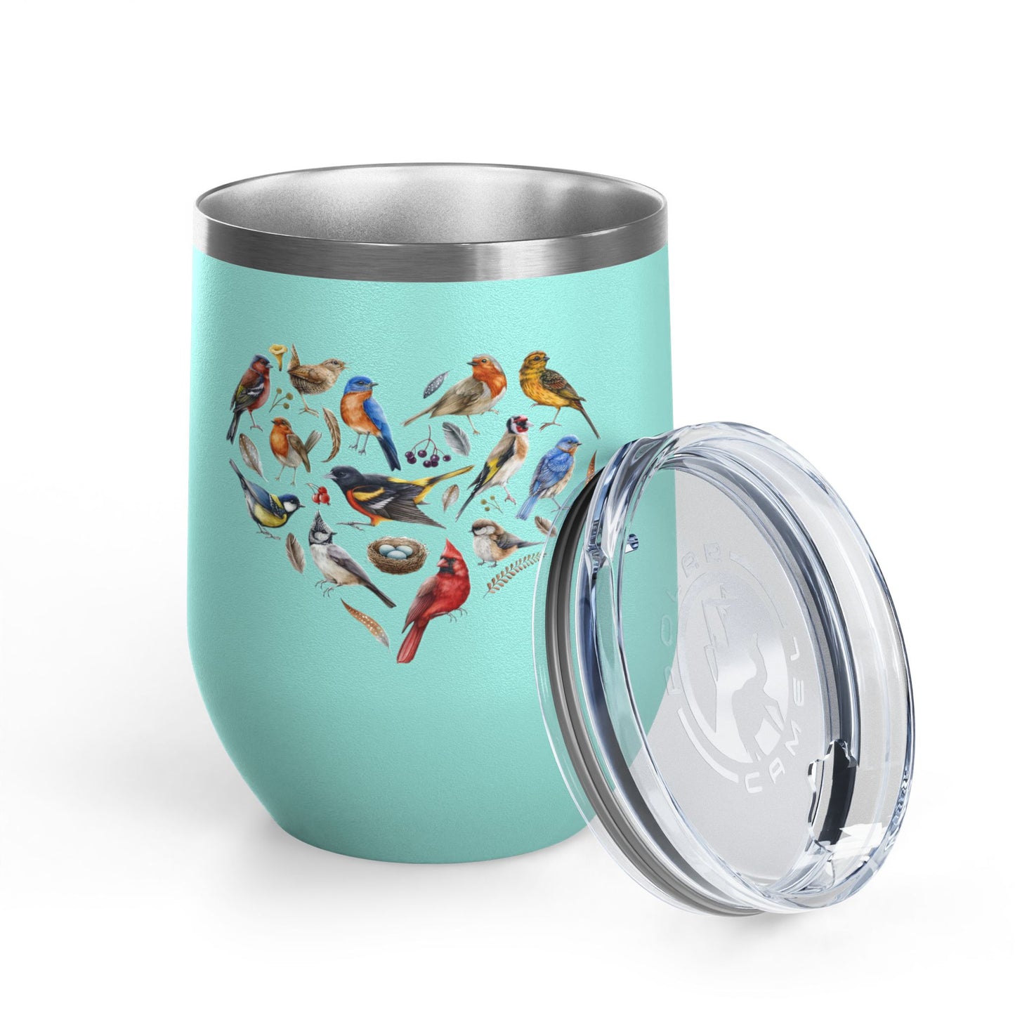 Bird Heart Wine Tumbler- 12oz Insulated Cup for Nature Lovers
