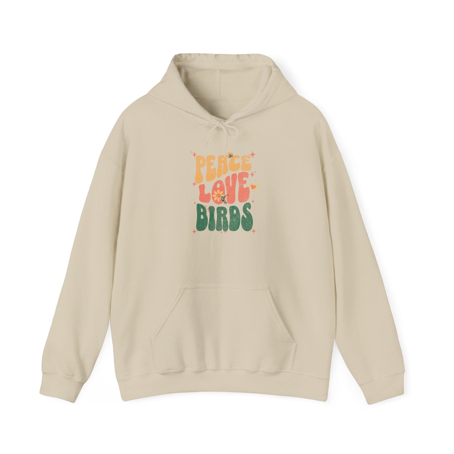 Peace Love Birds Hoodie - Cozy Unisex Sweatshirt for Nature Lover