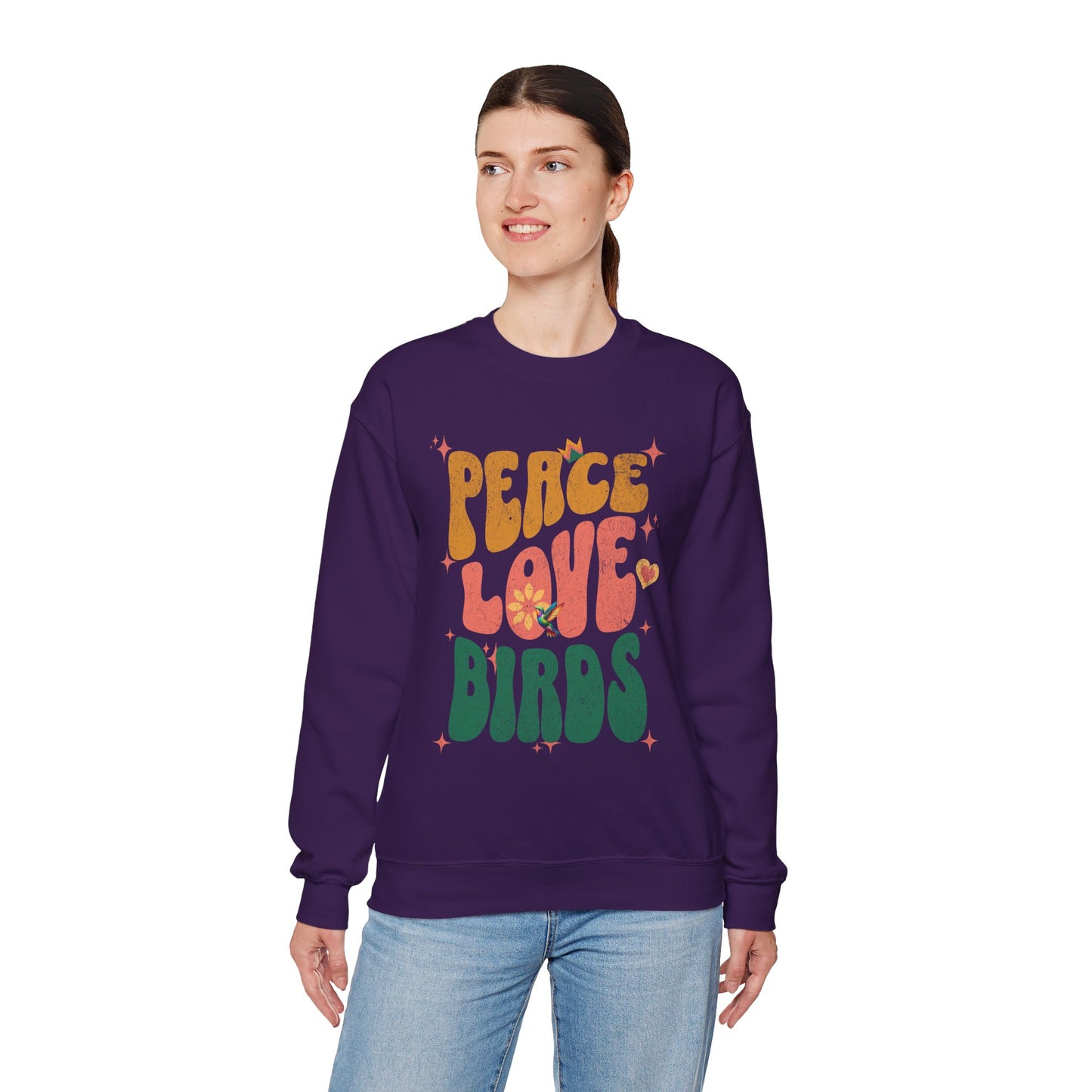 Peace Love Birds Crewneck Sweatshirt - Unisex Cozy Fashion for Nature Lovers