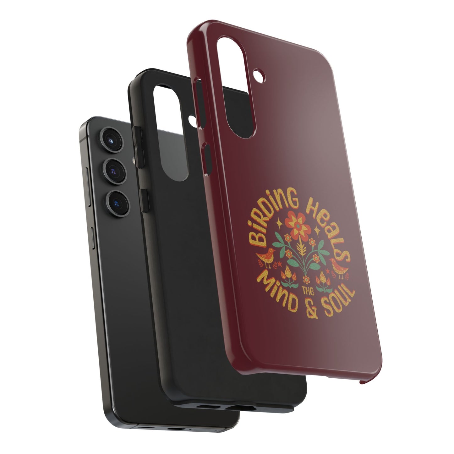 The Nerdy Birder - Birding Heals the Mind & Soul Design, Tough Secure Phone Covers for Bird Lovers, Artistic Gifts for Nature Enthusiasts
