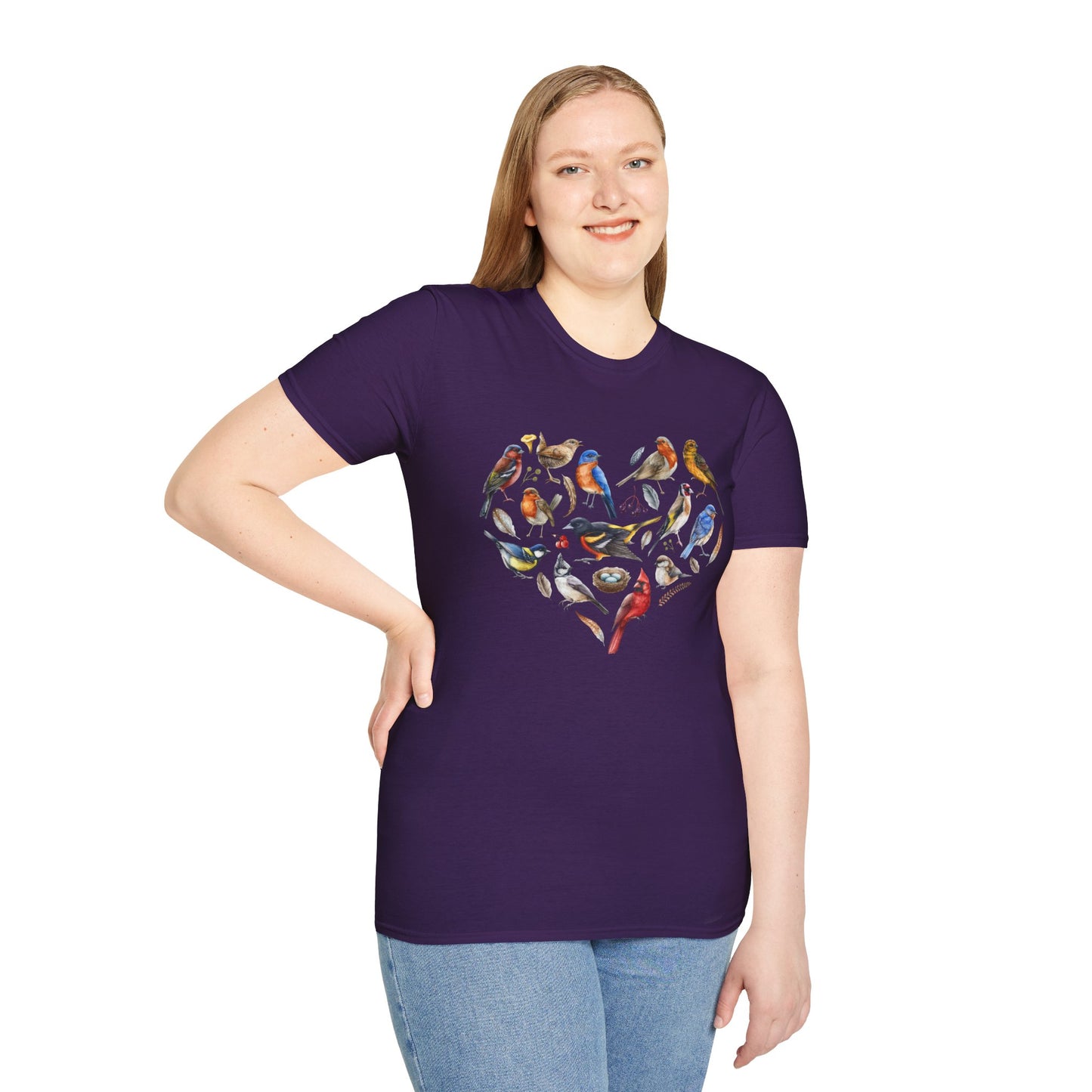Bird Heart Unisex Softstyle T-Shirt - Heart Design