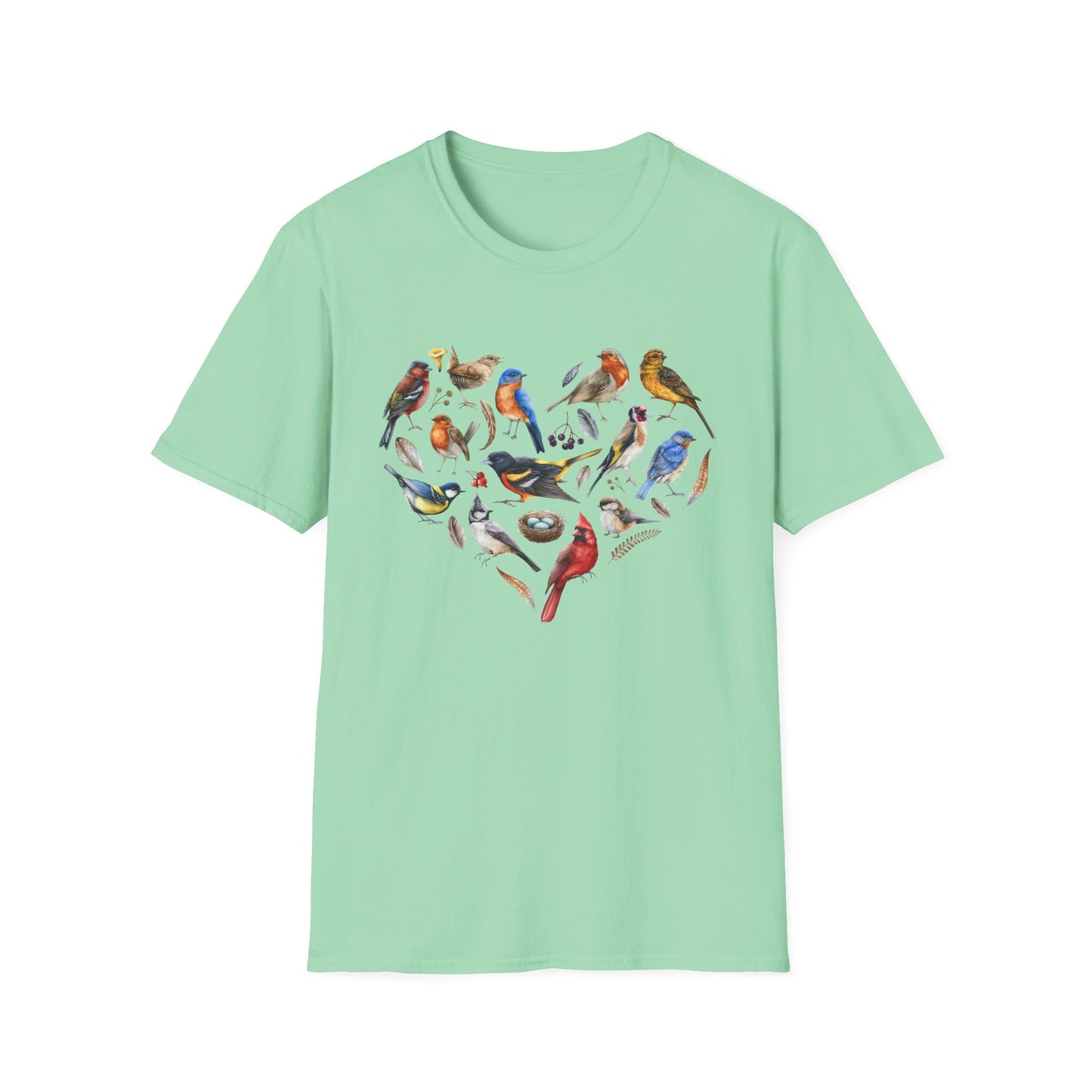 Heart of Birds Unisex Softstyle T-Shirt - Heart Design