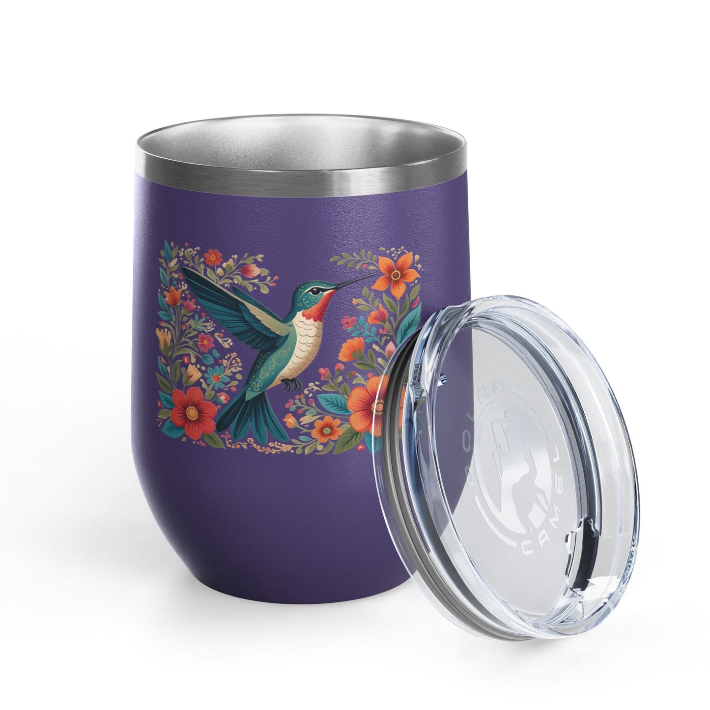 Hummingbird In Bloom Wine Tumbler- 12oz Insulated Cup