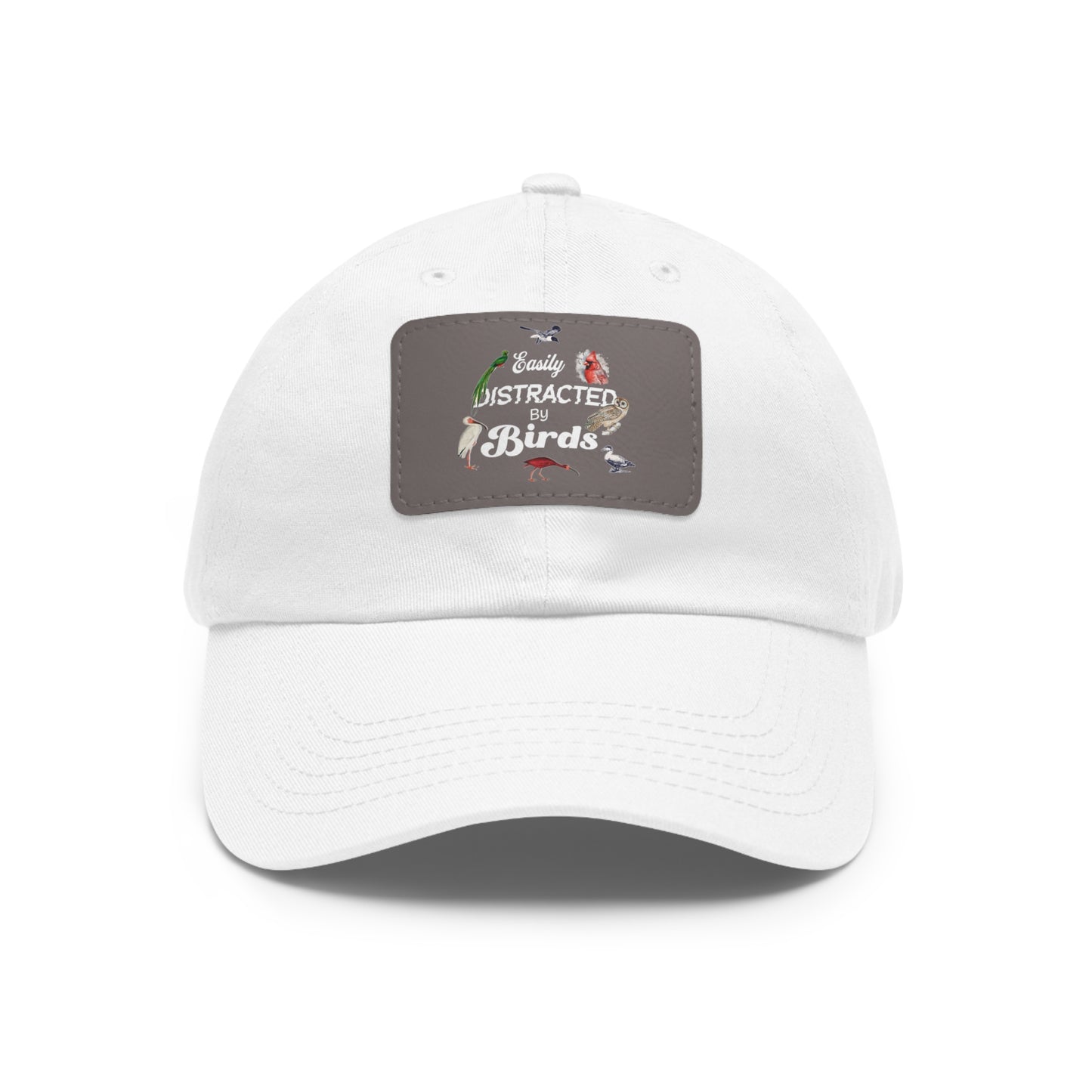 The Nerdy Birder Easily Distracted By Birds Dad Hat with Leather Patch, Casual Cap for Bird Lovers, Unisex