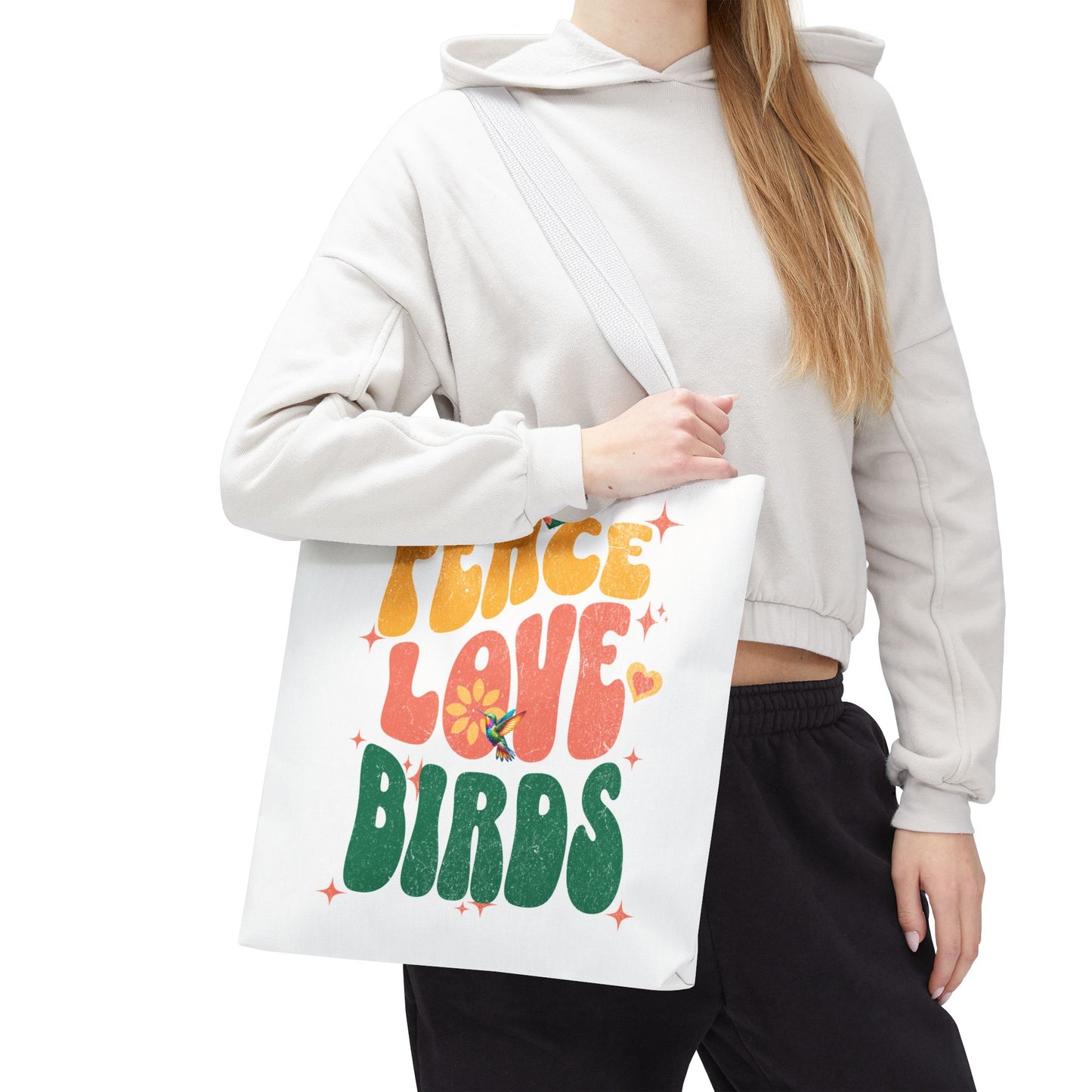 Peace Love Birds Tote Bag – Eco-Friendly Canvas Bag for Nature Lovers