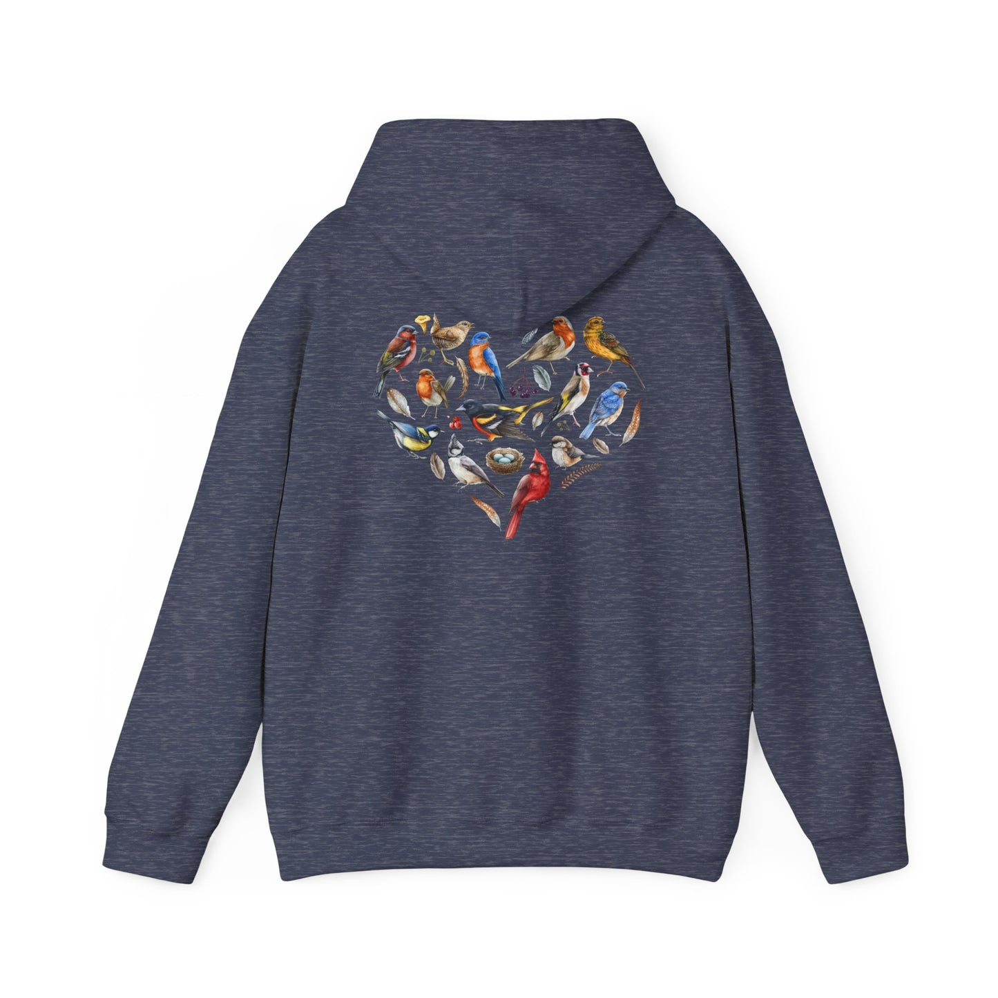 Bird Heart Unisex Hoodie Back Design - Cozy Sweatshirt for Nature Lovers