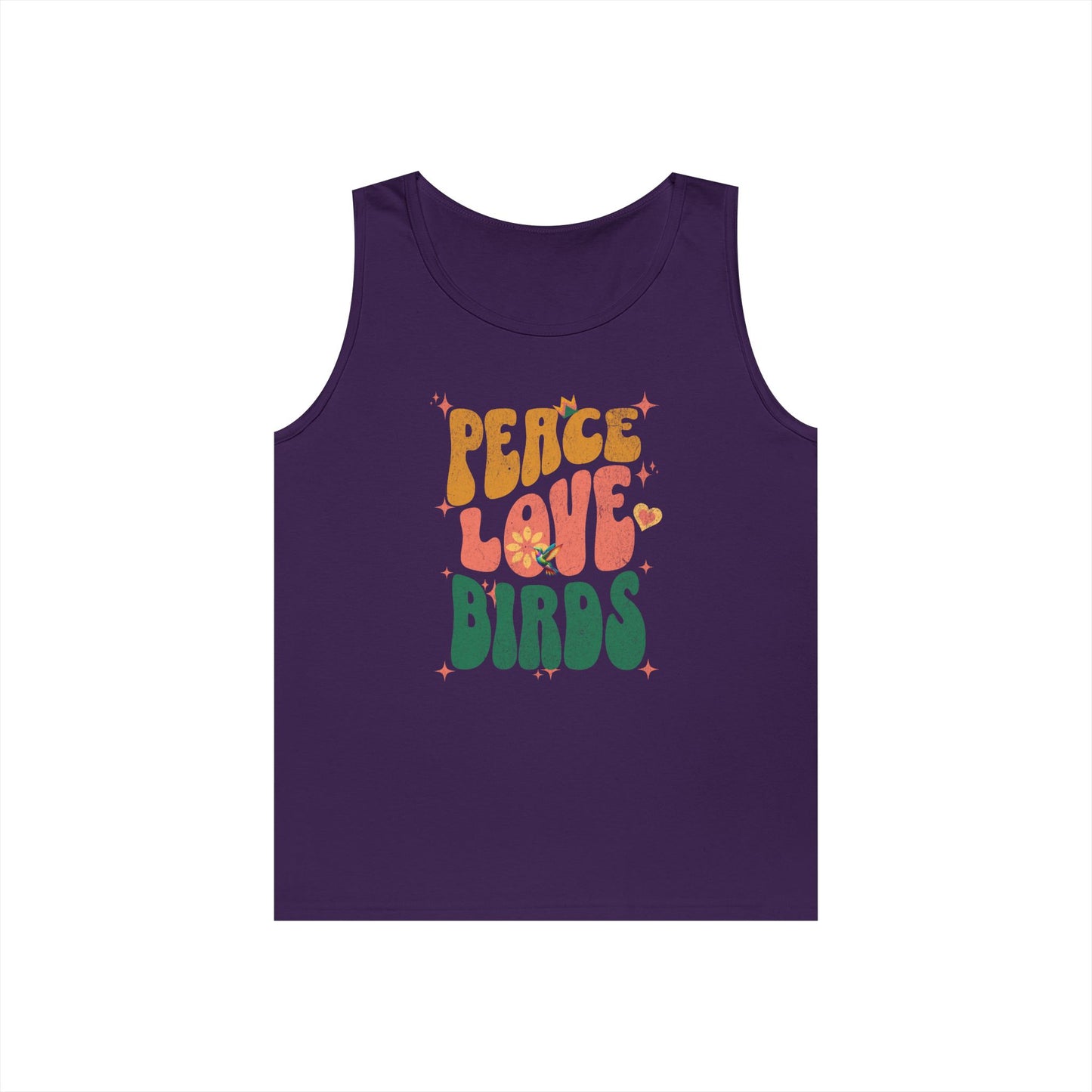 The Nerdy Birder Peace Love Birds Tank Top, Gift for Bird Lovers, Unisex Summer Wear, Fun Casual Tank