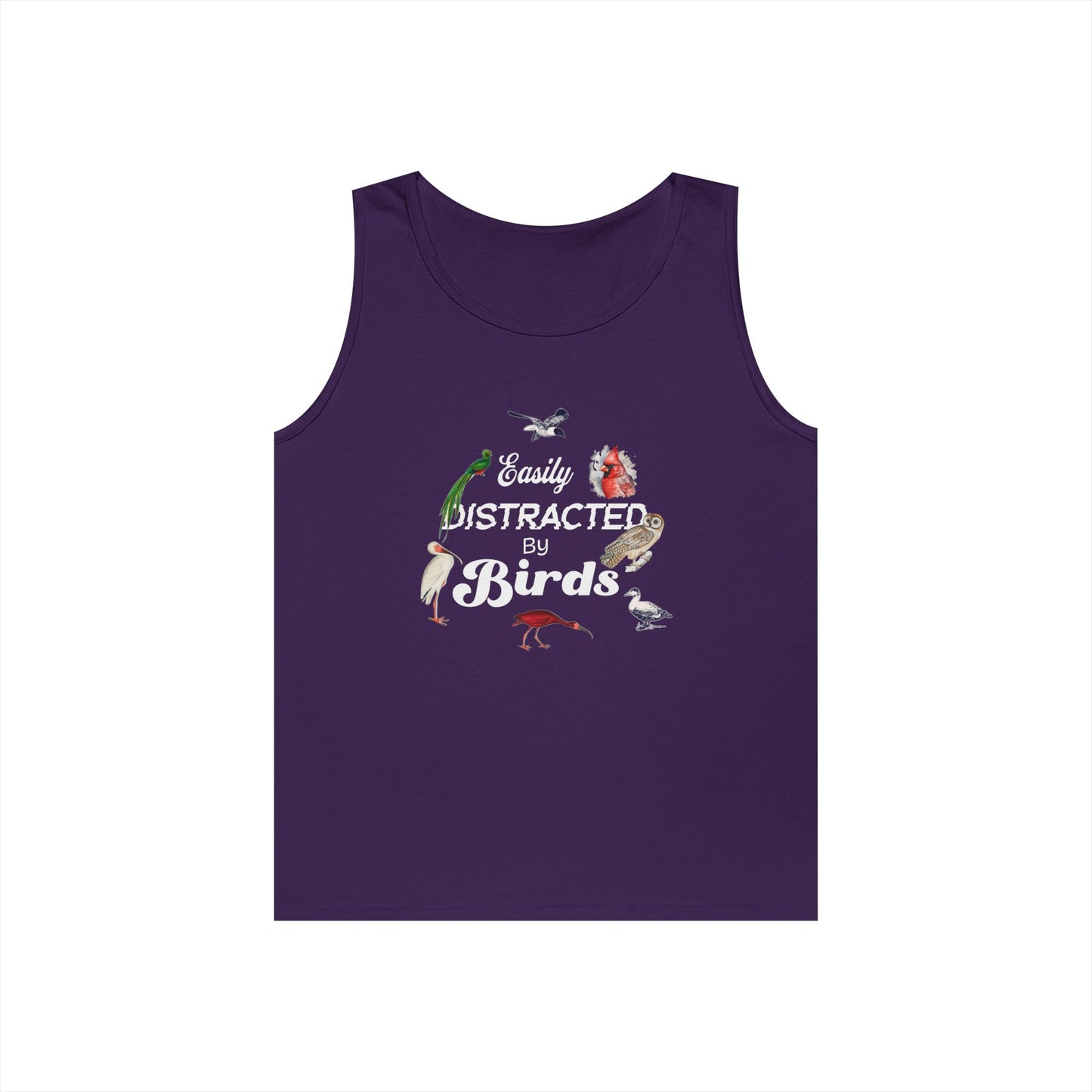 The Nerdy Birder Easily Distracted By Birds Tank Top, Gift for Bird Lovers, Unisex Summer Wear, Nature Lover's Apparel, Fun Casual Tank
