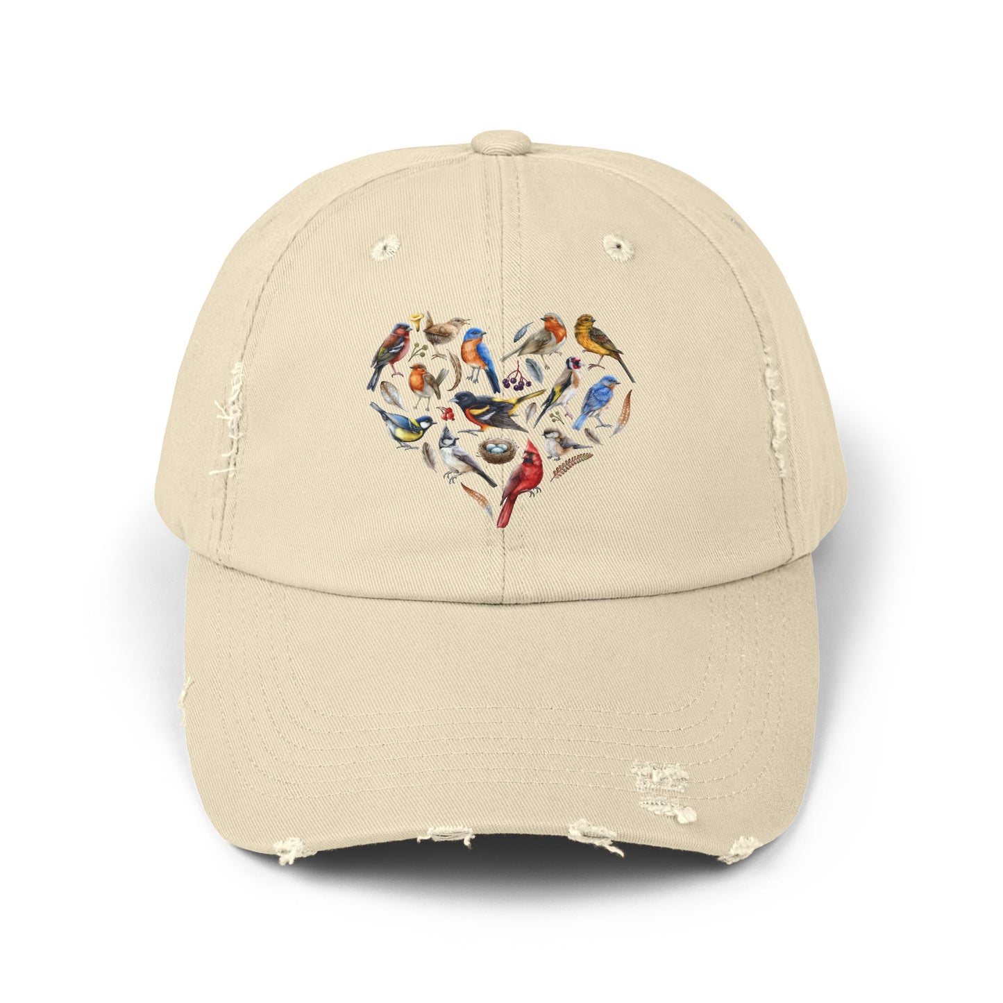 The Nerdy Birder Bird Heart Vintage Style Hat - Unisex Distressed Cap