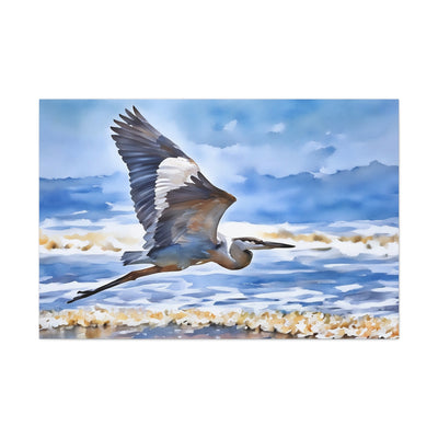 Soothing Coastal Canvas Gallery Wraps featuring Majestic Heron in Flight
