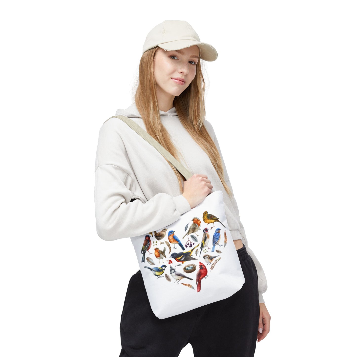 Bird Lovers Tote Bag - Colorful Heart Design for Nature Enthusiasts