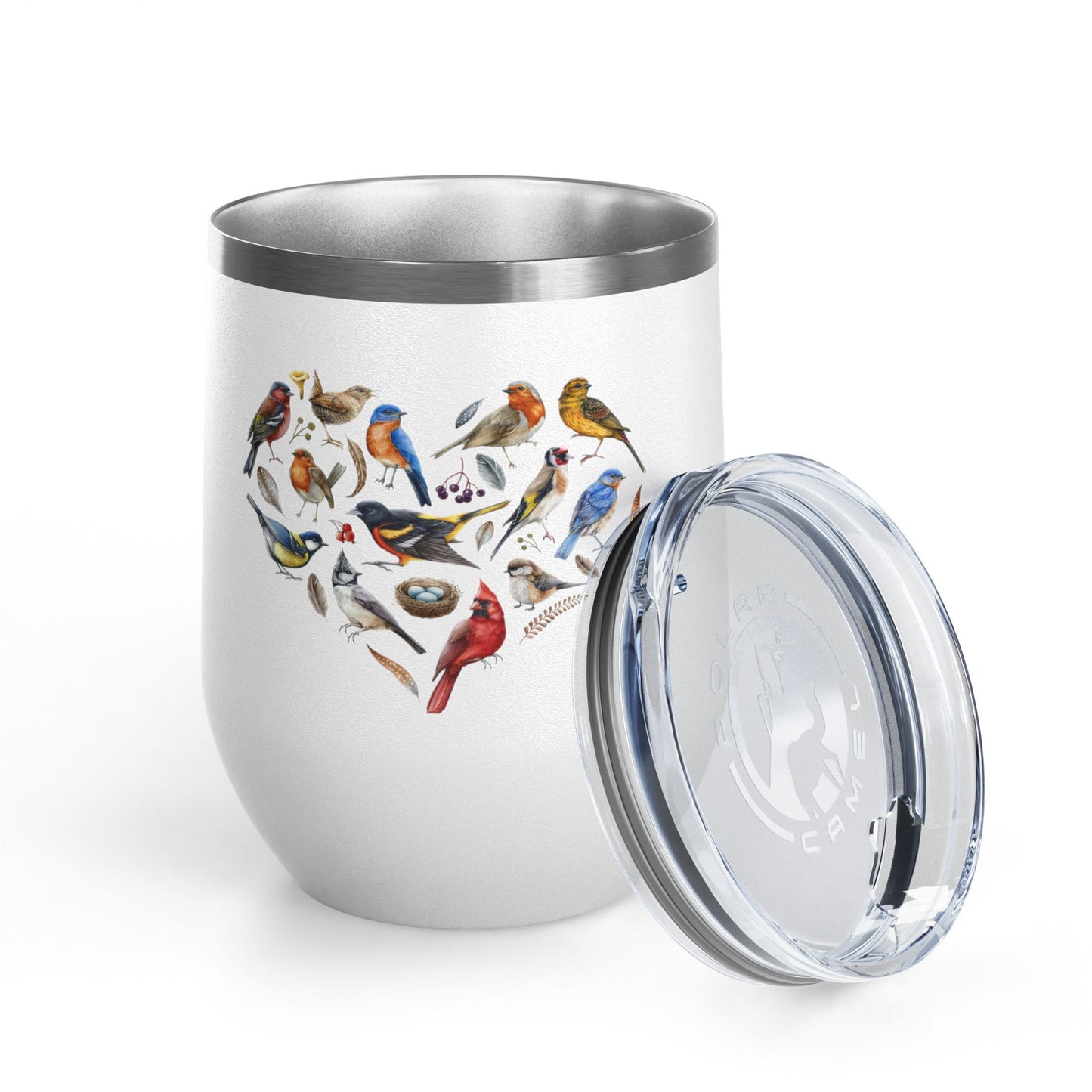 Bird Heart Wine Tumbler- 12oz Insulated Cup for Nature Lovers
