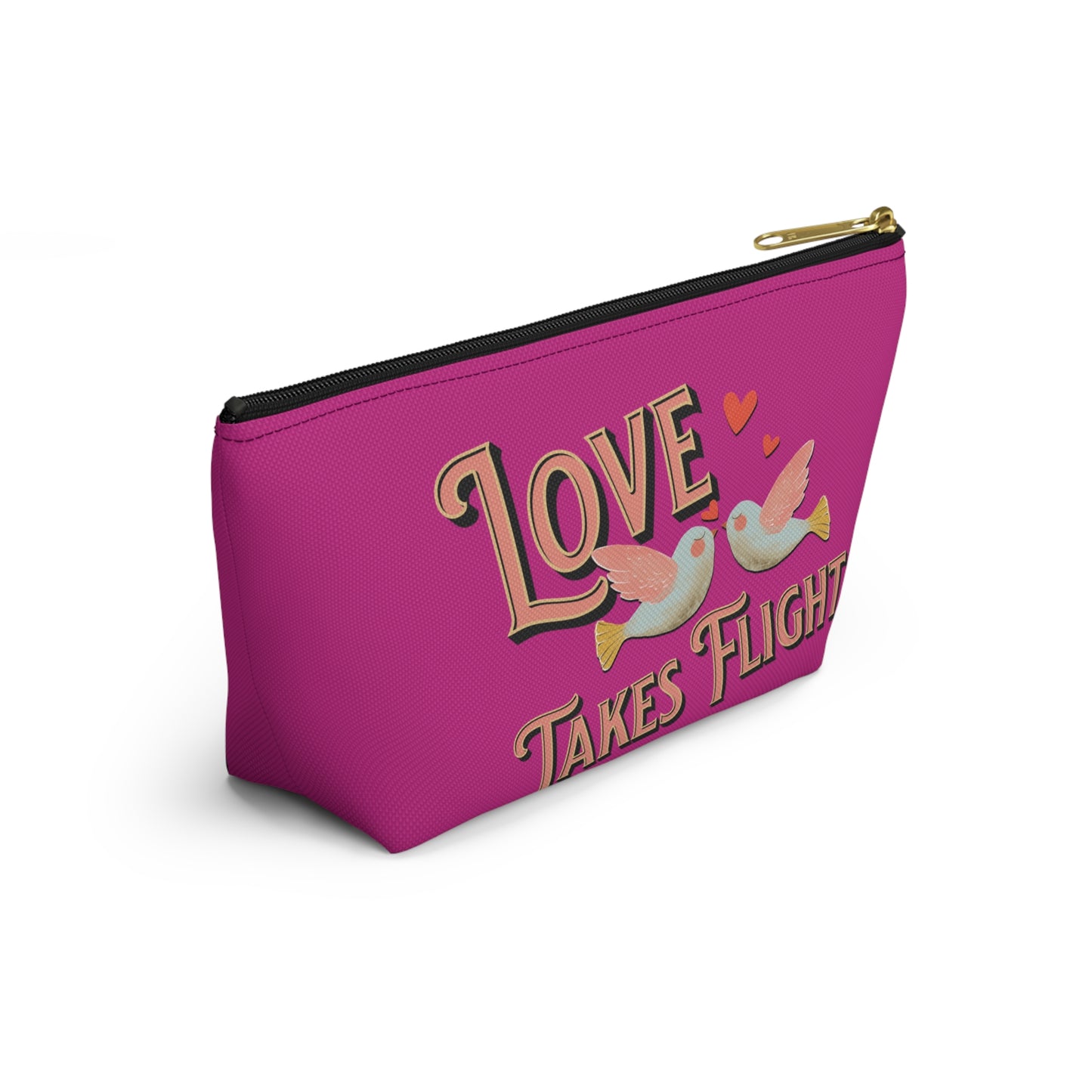 Love Takes Flight Accessory Pouch – Cute Pink Organizer for Travel & Everyday Use