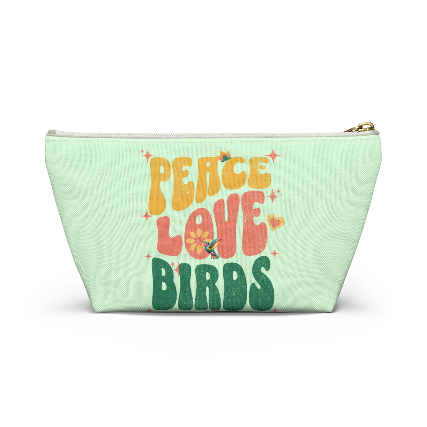 Peace Love Birds Accessory Pouch Green