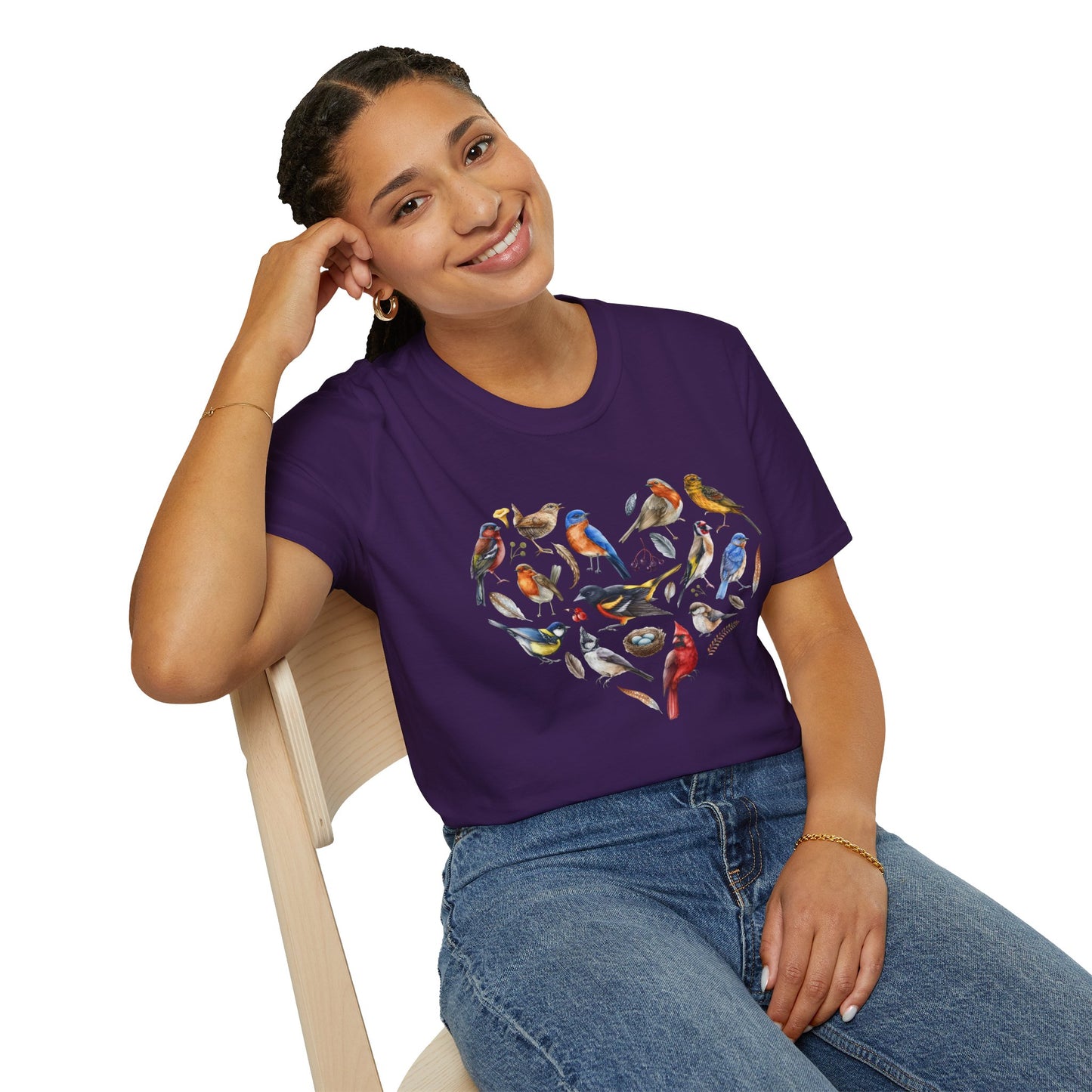 Bird Heart Unisex Softstyle T-Shirt - Heart Design
