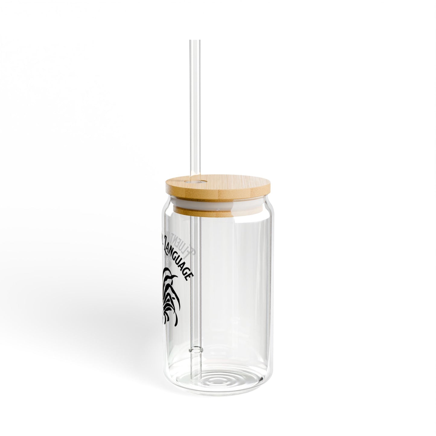 The Nerdy Birder Fluent In Fowl Language 16oz Sipper Glass With Bamboo Lid