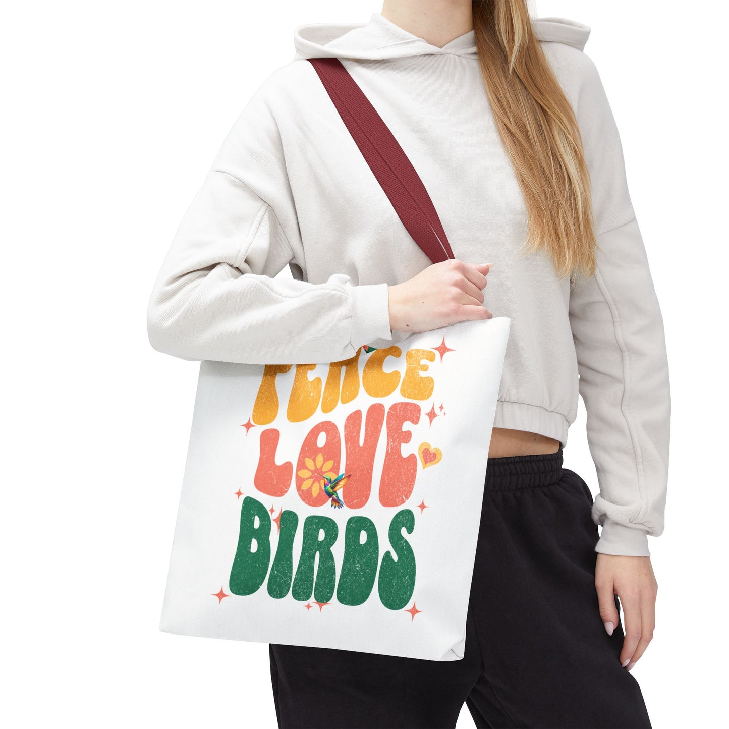 Peace Love Birds Tote Bag – Eco-Friendly Canvas Bag for Nature Lovers