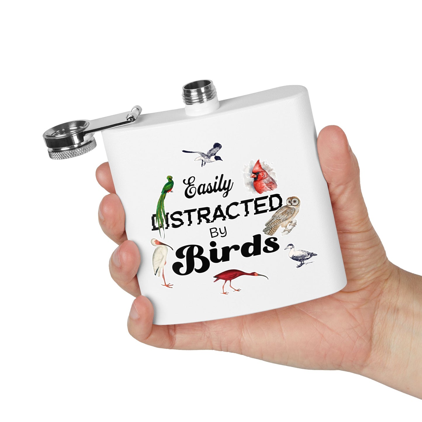 Easily Distracted By Birds Stainless Steel Flask - 6oz