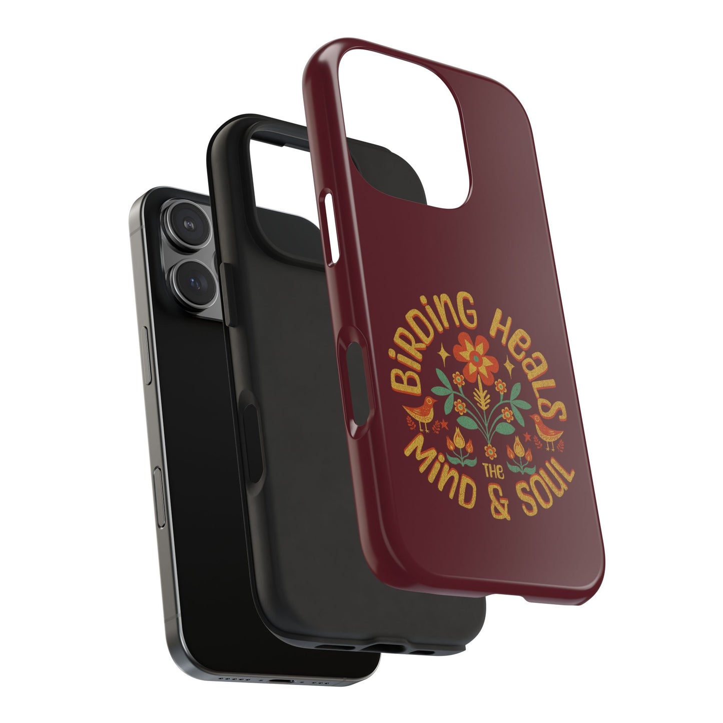 The Nerdy Birder - Birding Heals the Mind & Soul Design, Tough Secure Phone Covers for Bird Lovers, Artistic Gifts for Nature Enthusiasts
