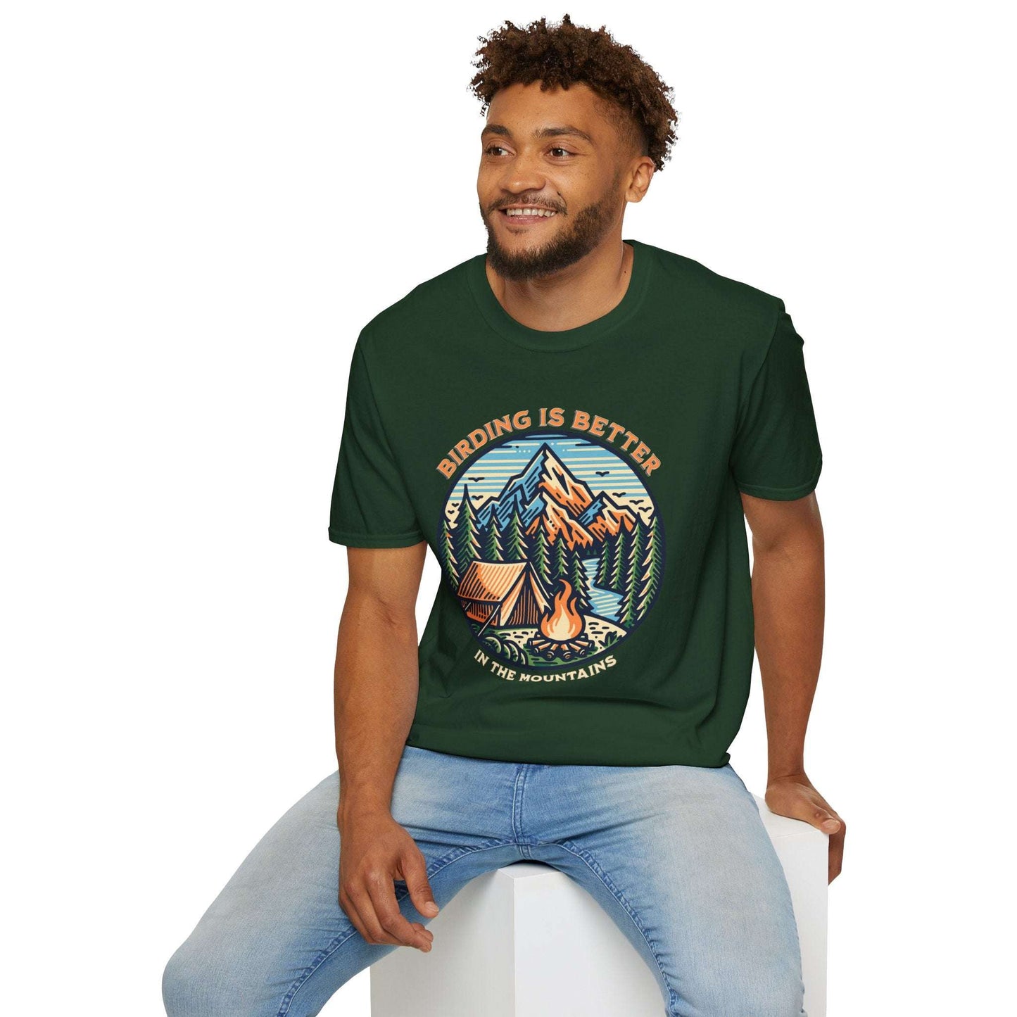 Birding in The Mountains Unisex Softstyle T-Shirt - Nature Lover's Gift