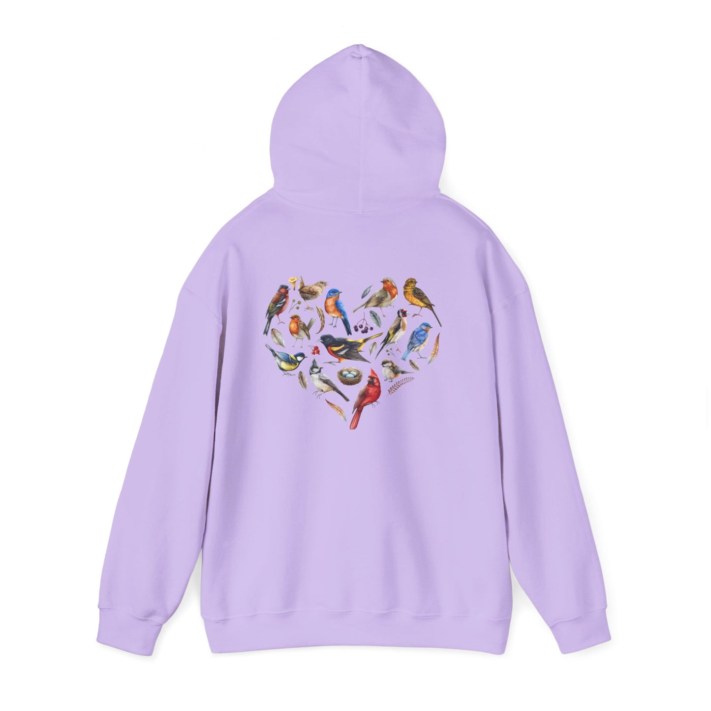 Bird Heart Unisex Hoodie Back Design - Cozy Sweatshirt for Nature Lovers
