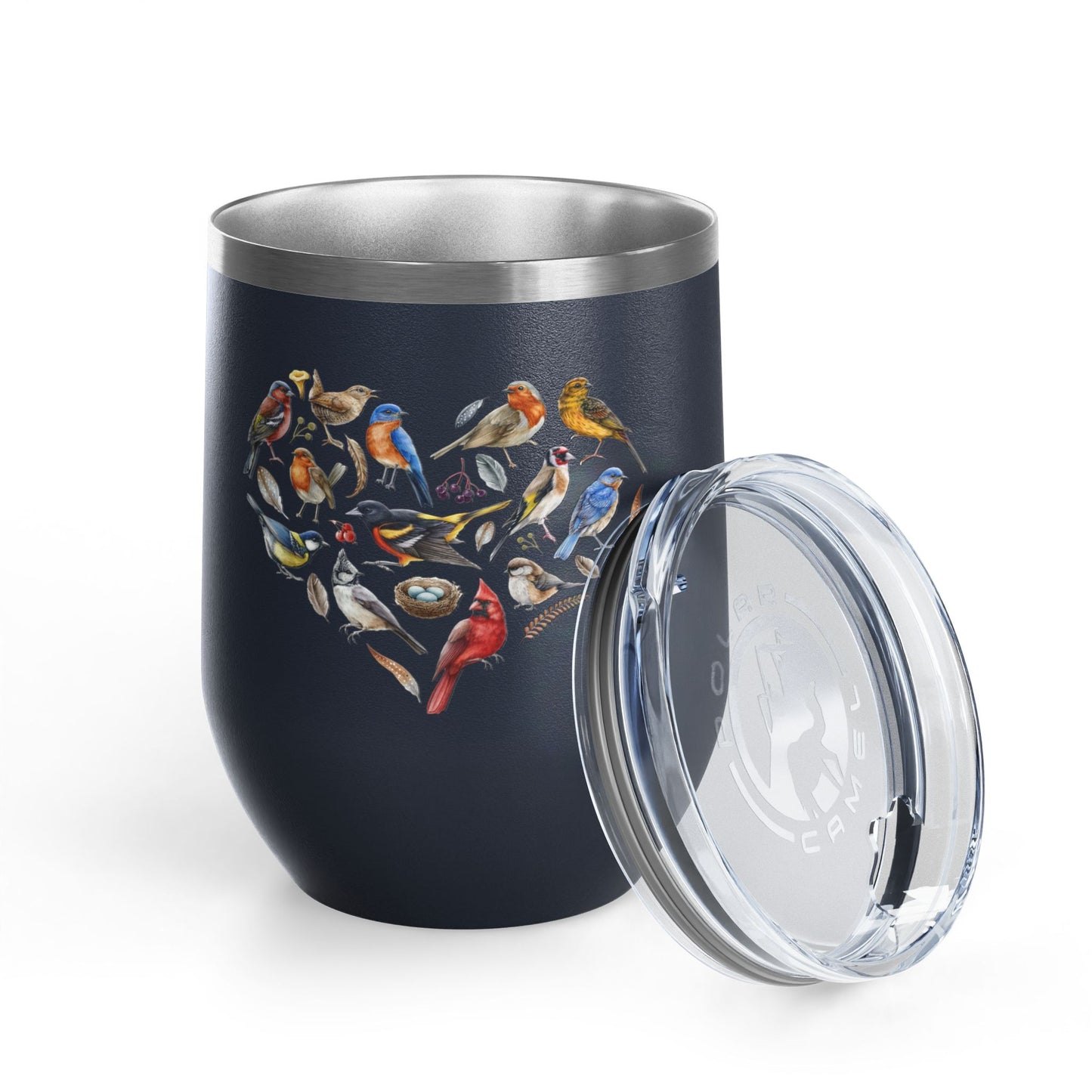 Bird Heart Wine Tumbler- 12oz Insulated Cup for Nature Lovers