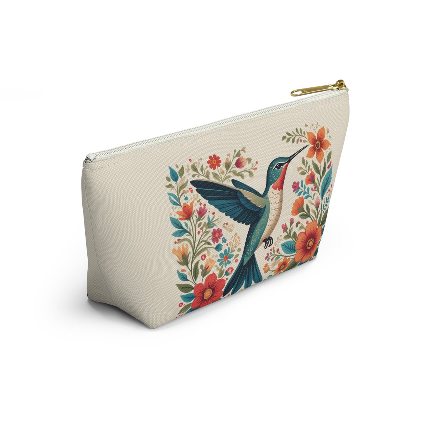 Hummingbird In Bloom Accessory Pouch Natural