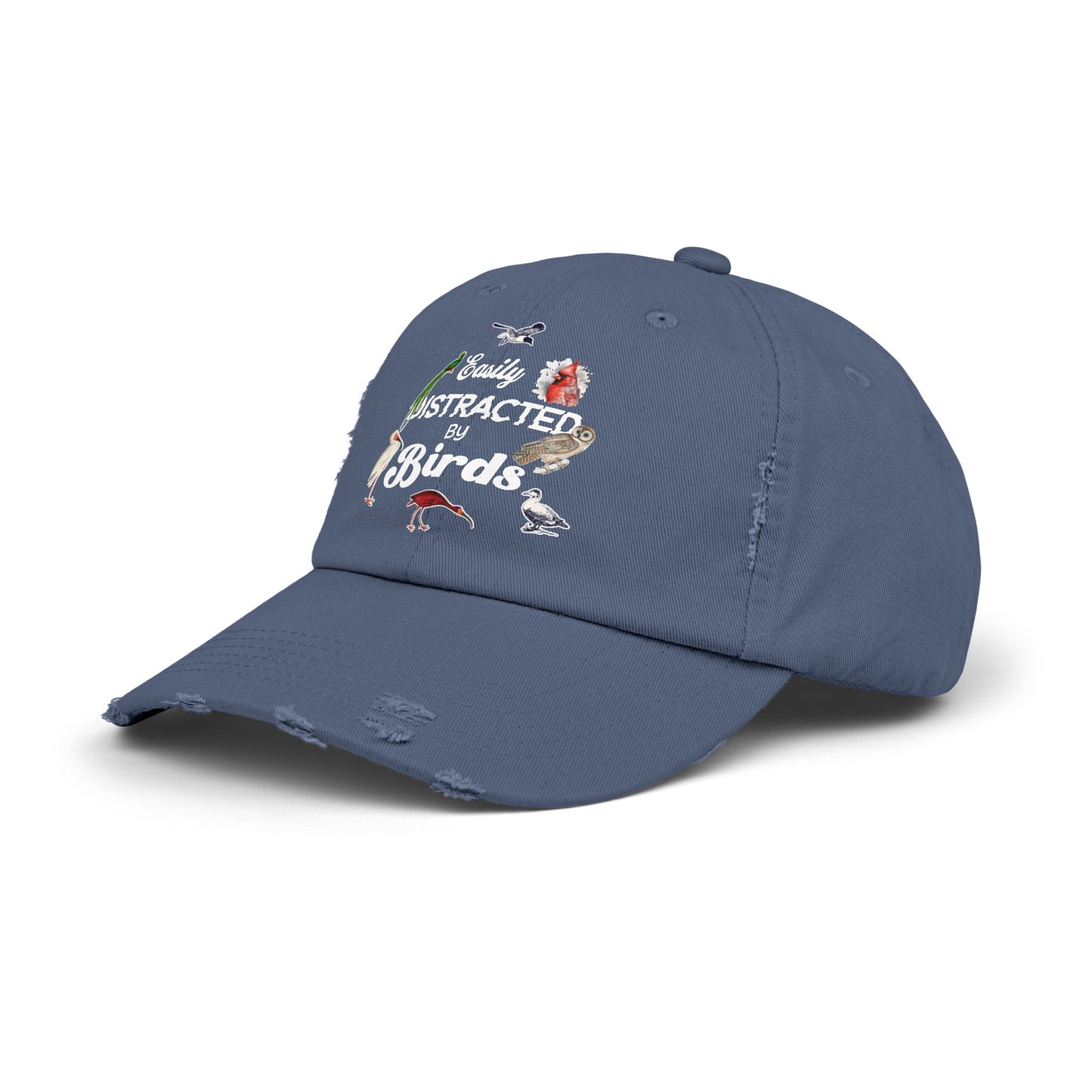 Easily Distracted By Birds Vintage Style Hat - Unisex Distressed Cap