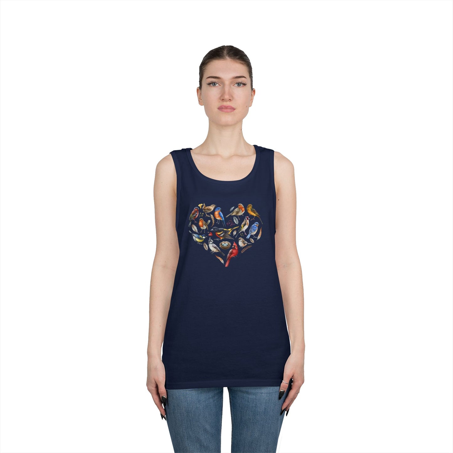 I'm A Nerdy Birder Bird Heart Tank Top, Gift for Bird Lovers, Unisex Summer Wear, Nature Lover's Apparel, Fun Casual Tank
