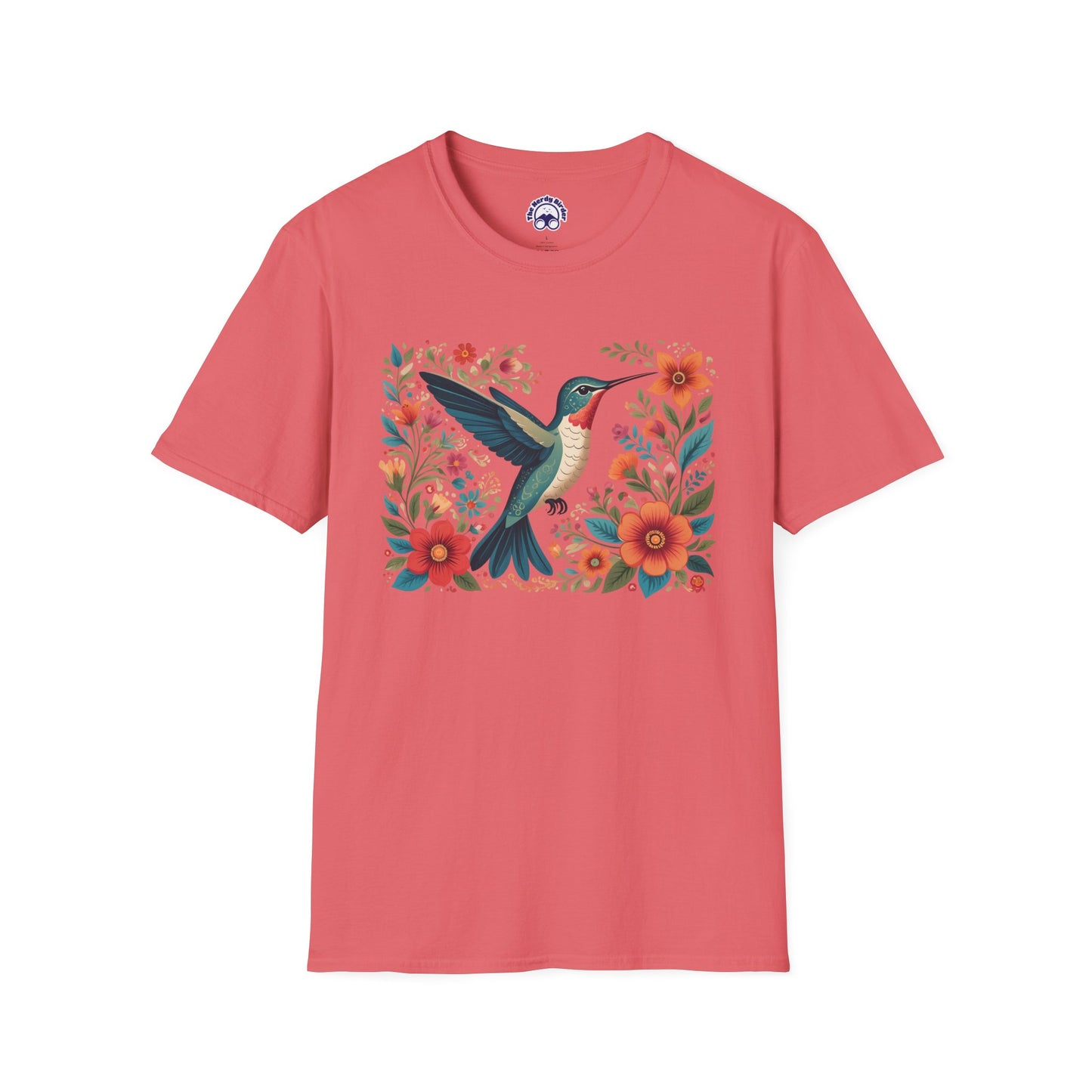 Hummingbird in Bloom – Artistic Nature Unisex Softstyle T-Shirt