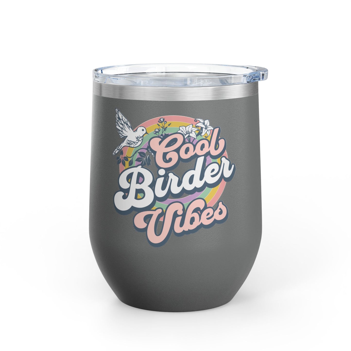 Cool Birder Vibes Wine Tumbler - 12oz Insulated Drinkware for Nature Lovers