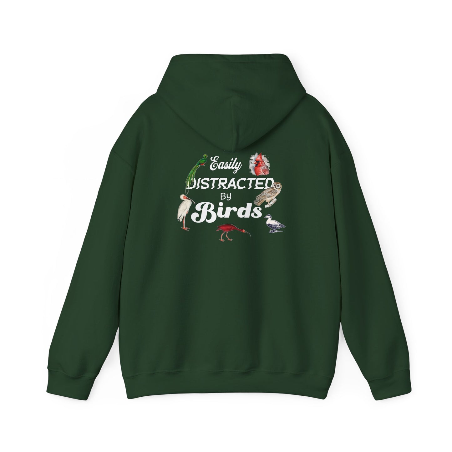 The Nerdy Birder - Easily Distracted by Birds Back Design Unisex Hoodie - Cozy Sweatshirt for Nature Lovers