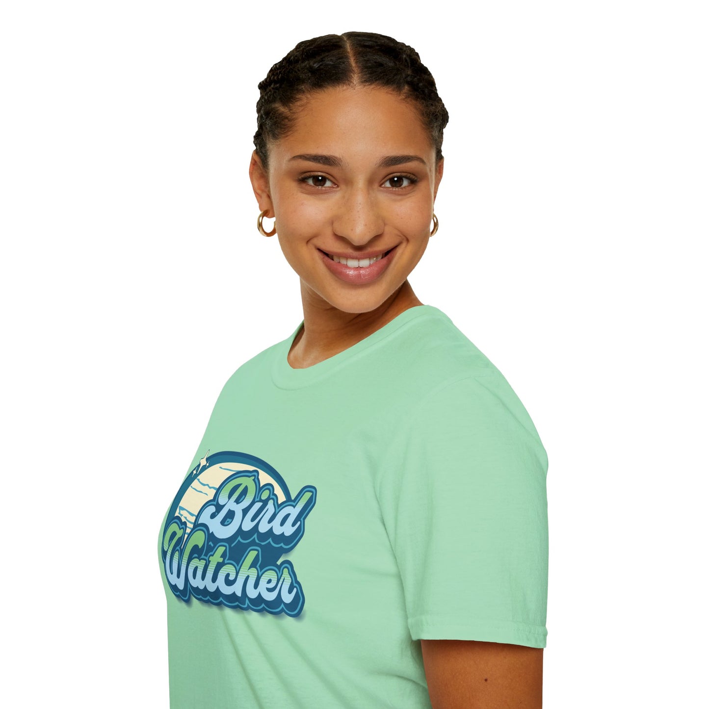 Bird Watcher Teal Unisex Softstyle T-Shirt - Retro Vibe Tee for Casual Wear