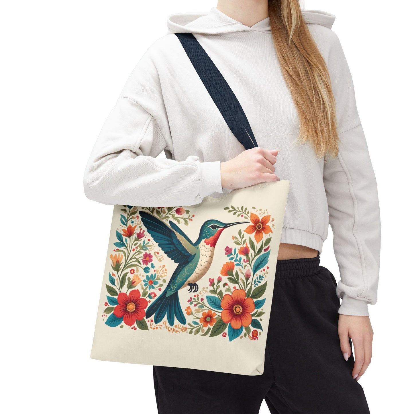 Hummingbird In Bloom Tote Bag - Natural color