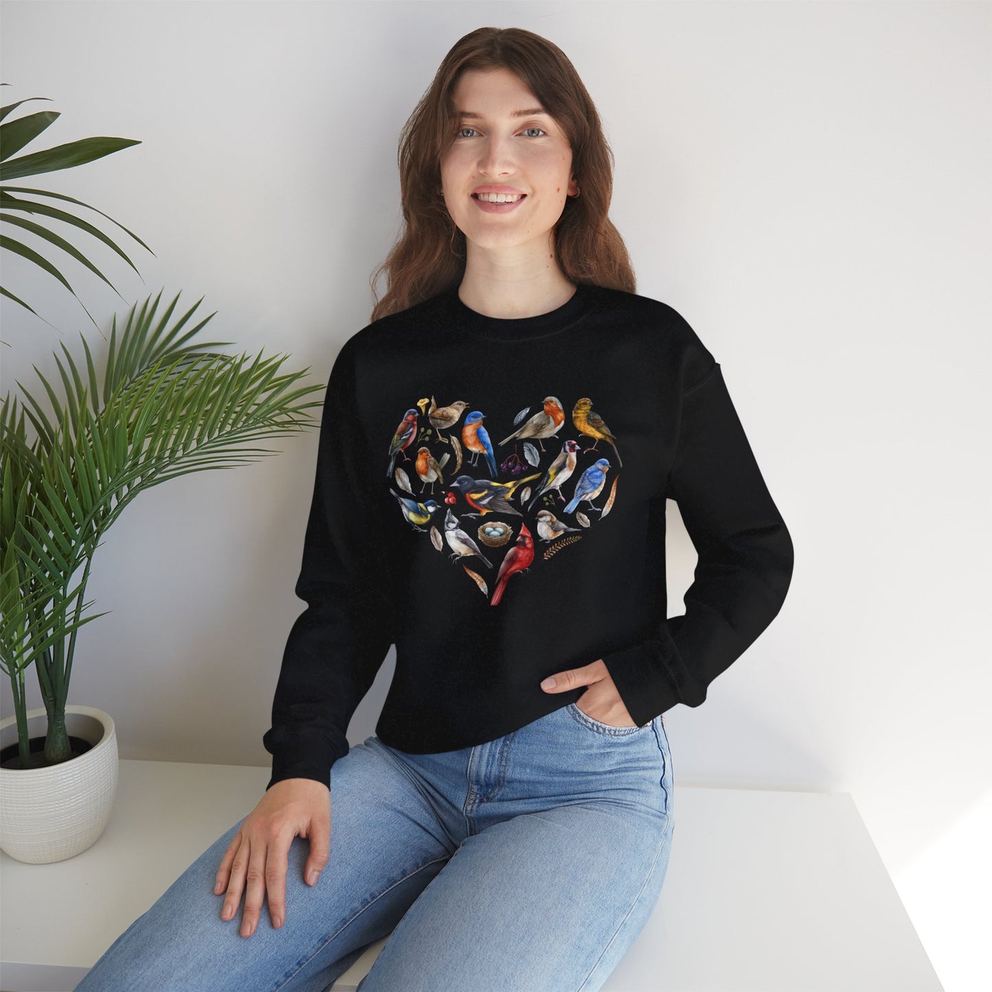 Bird Heart Graphic Unisex Crewneck Sweatshirt