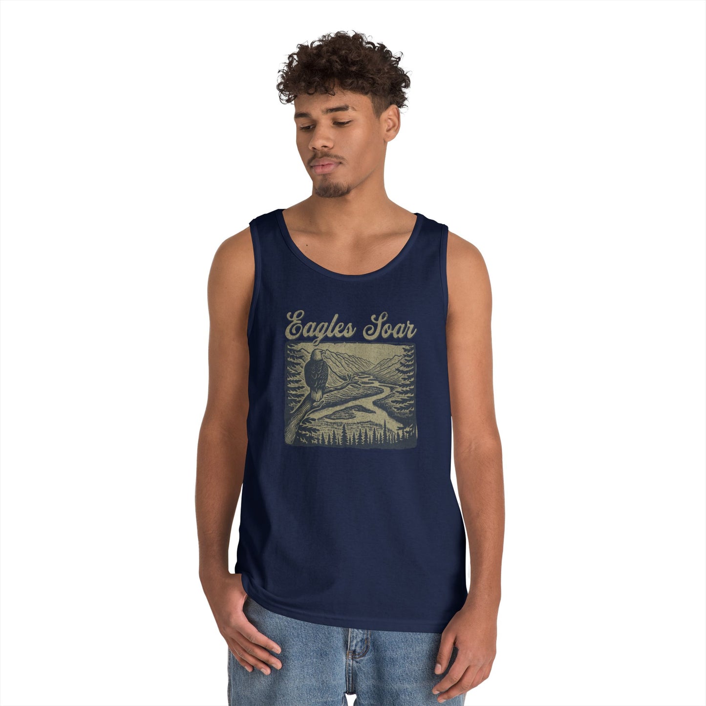 Eagles Soar Unisex Heavy Cotton Tank Top – Outdoor Adventure Wear