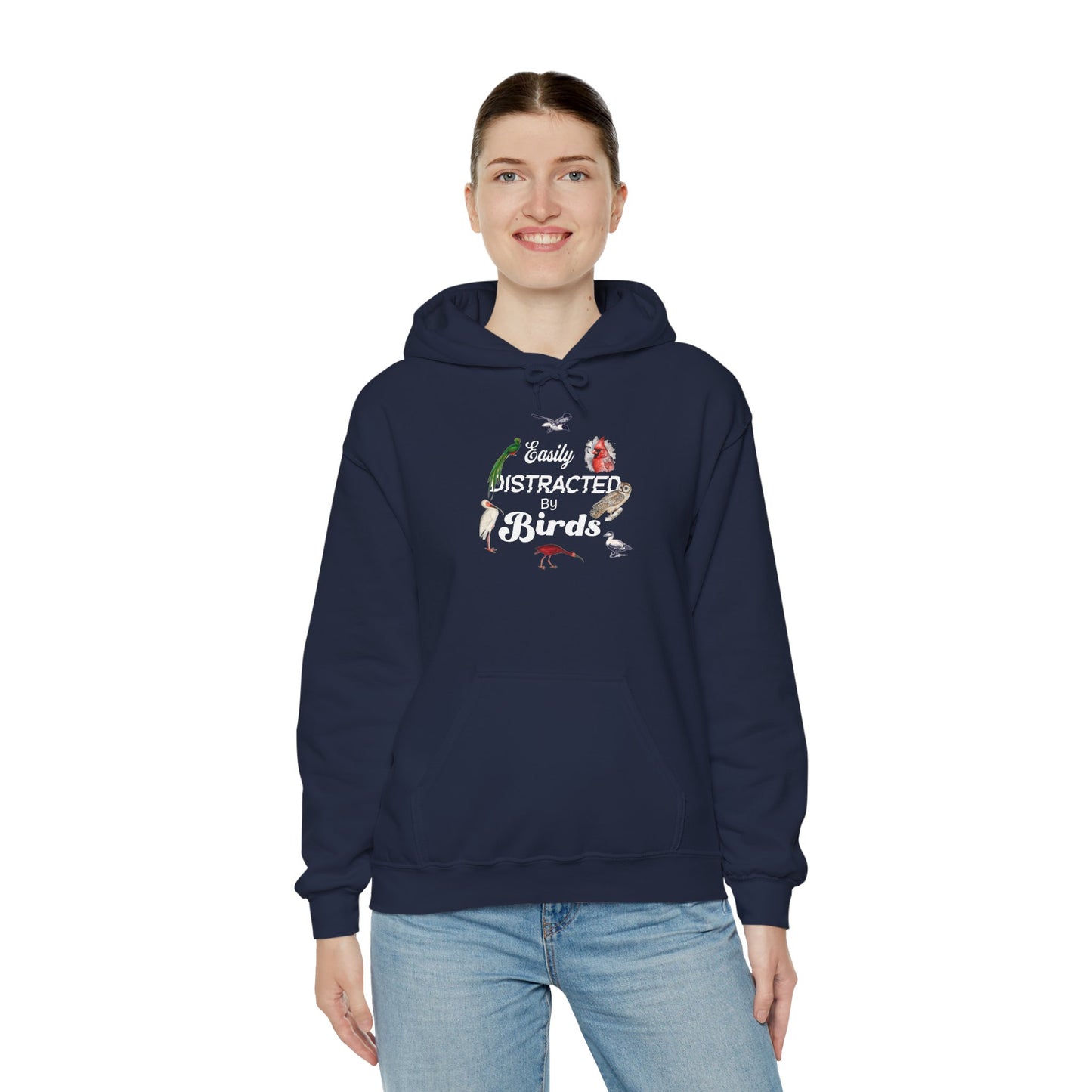 The Nerdy Birder - Easily Distracted by Birds Unisex Hoodie - Cozy Sweatshirt for Nature Lovers