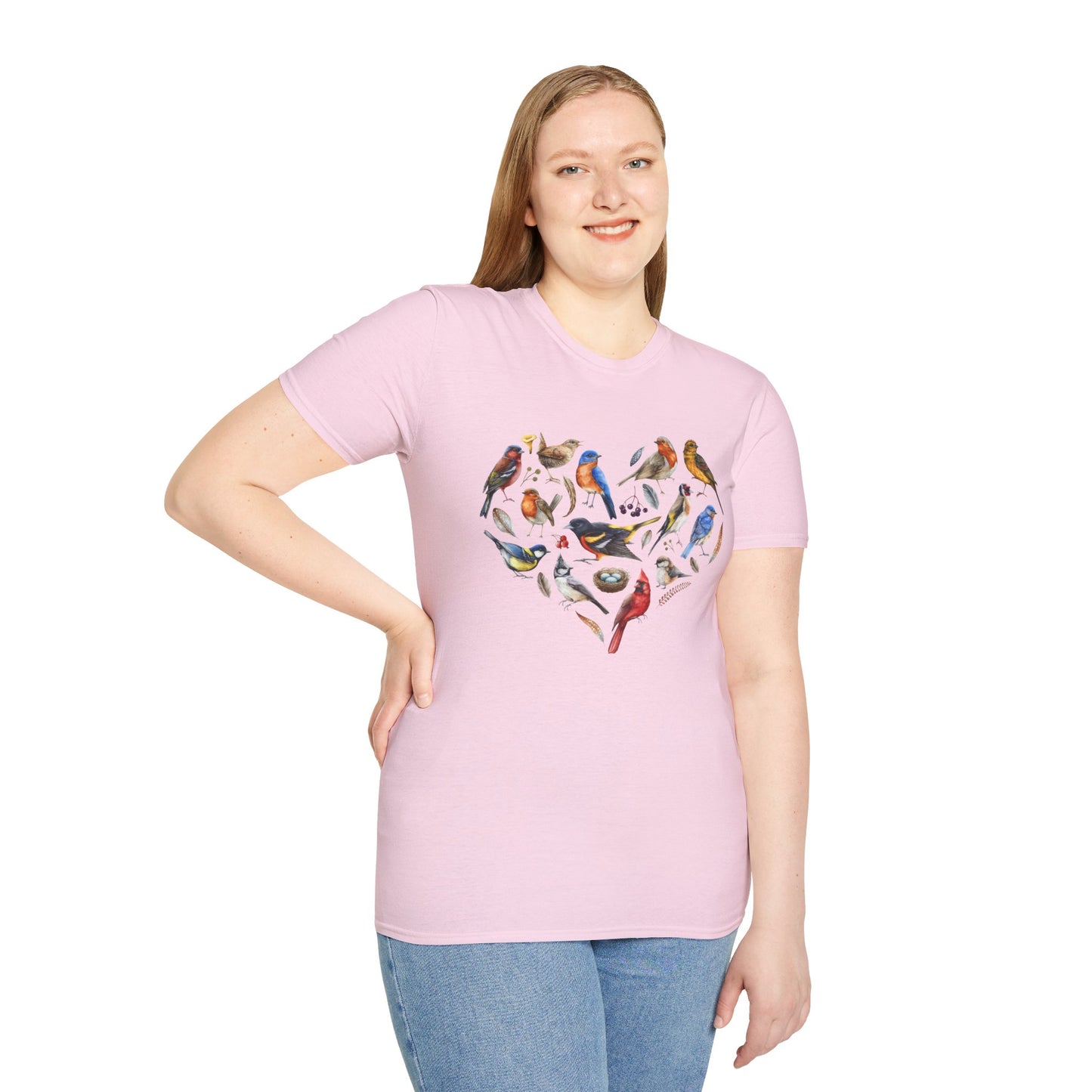 Bird Heart Unisex Softstyle T-Shirt - Heart Design