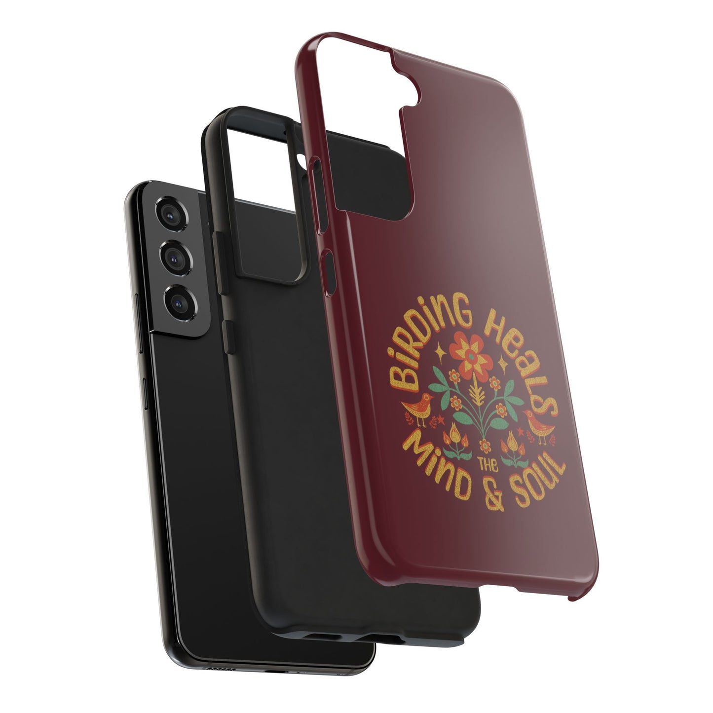 The Nerdy Birder - Birding Heals the Mind & Soul Design, Tough Secure Phone Covers for Bird Lovers, Artistic Gifts for Nature Enthusiasts