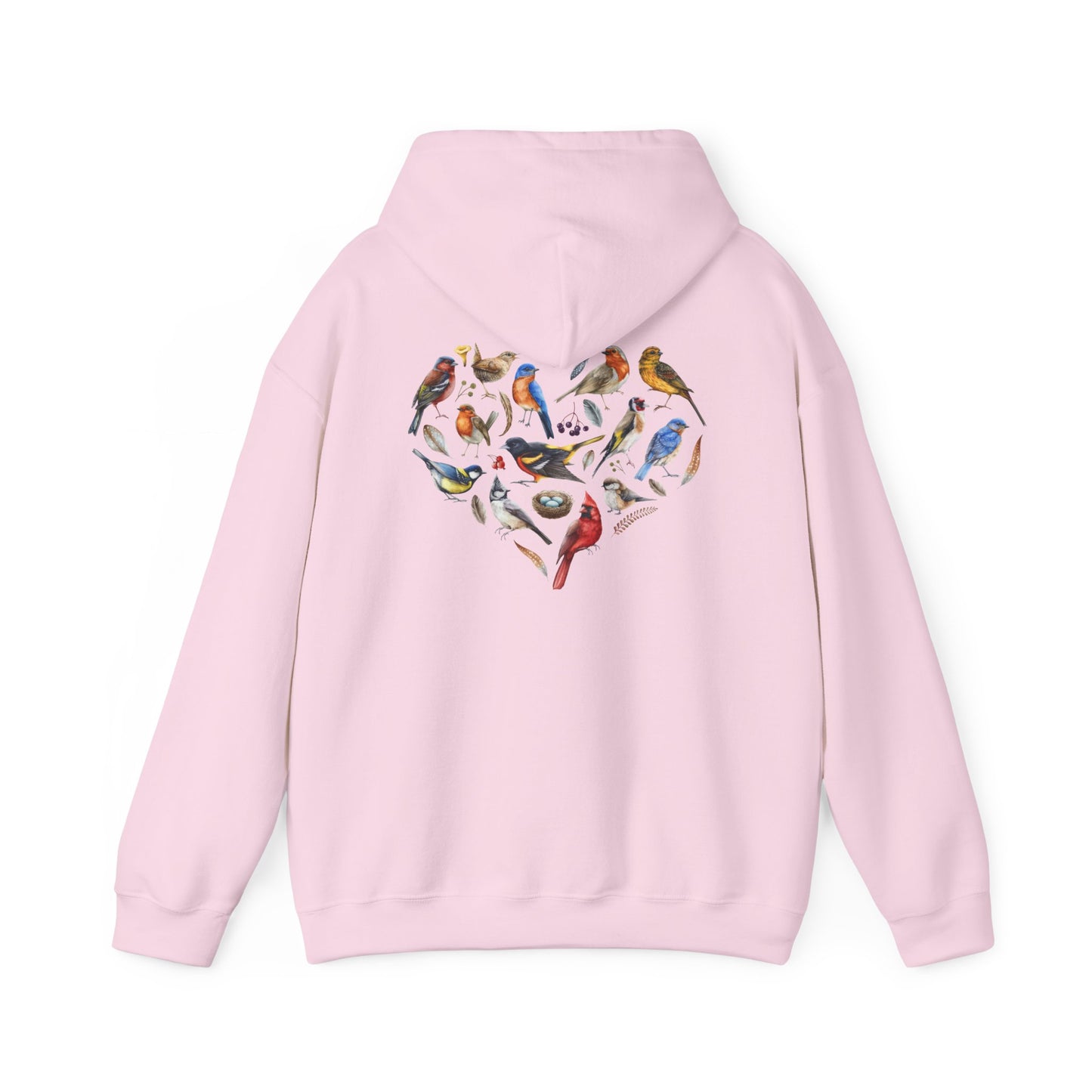 Bird Heart Unisex Hoodie Back Design - Cozy Sweatshirt for Nature Lovers
