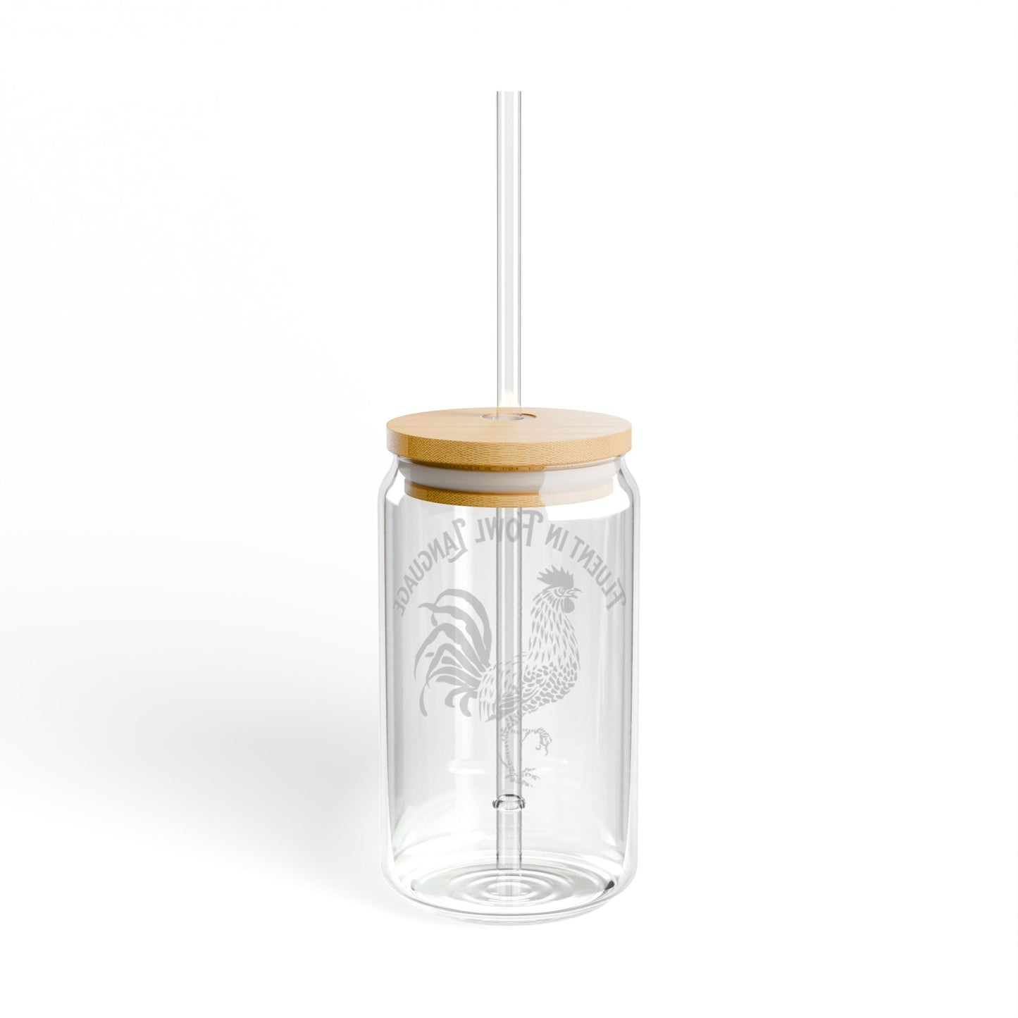 The Nerdy Birder Fluent In Fowl Language 16oz Sipper Glass With Bamboo Lid